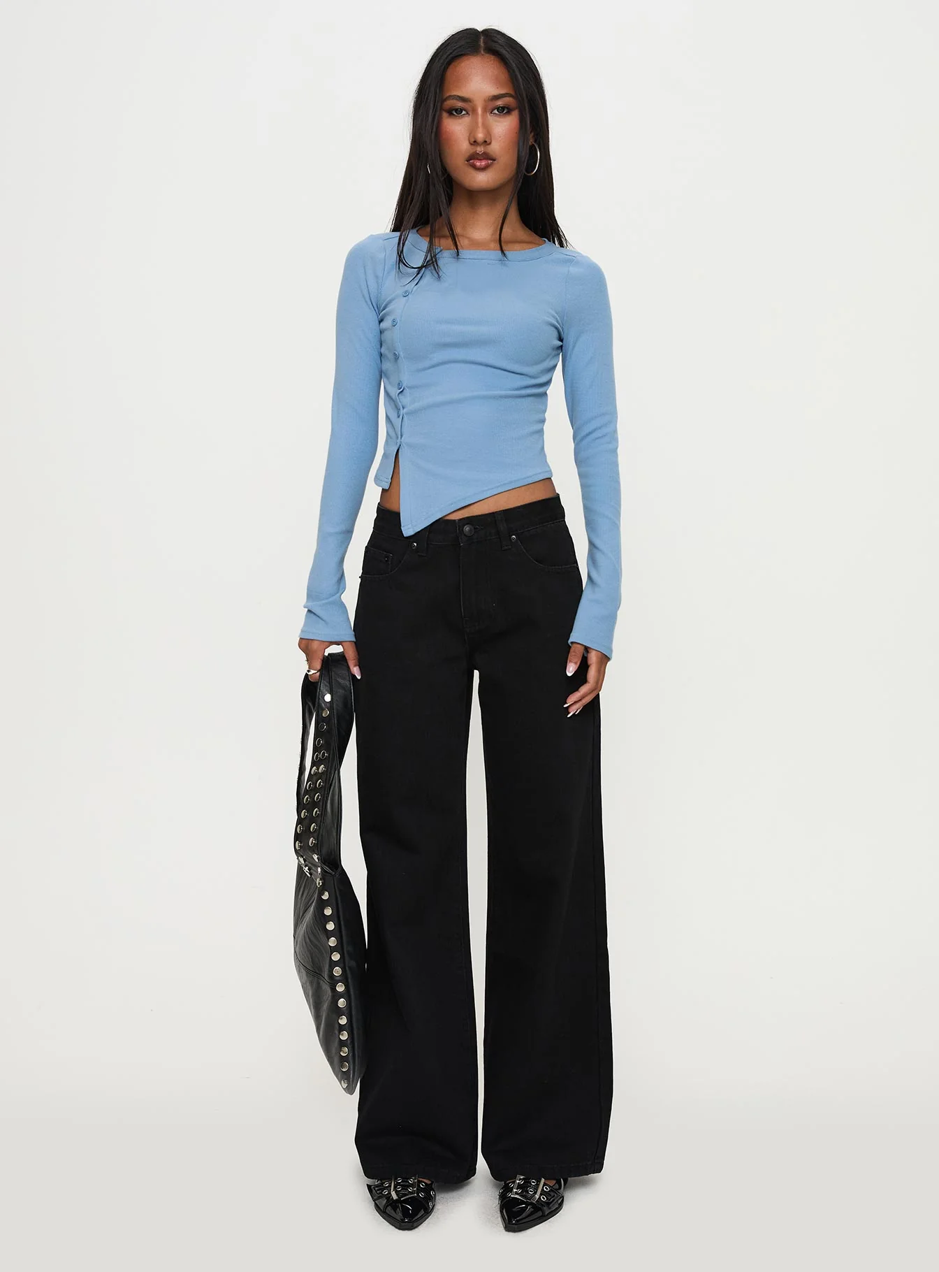 Baseline Button Up Long Sleeve Top Blue - Image 6