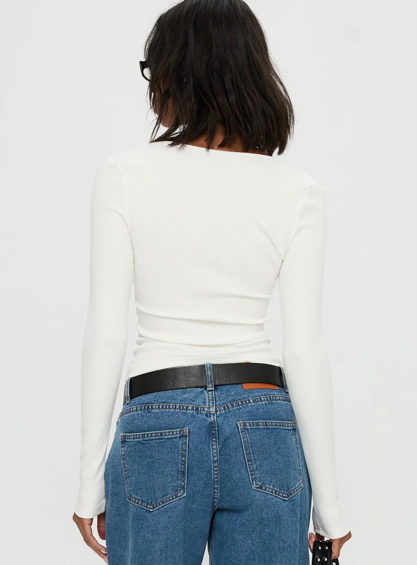 Baseline Rib Long Sleeve Top White - Image 5