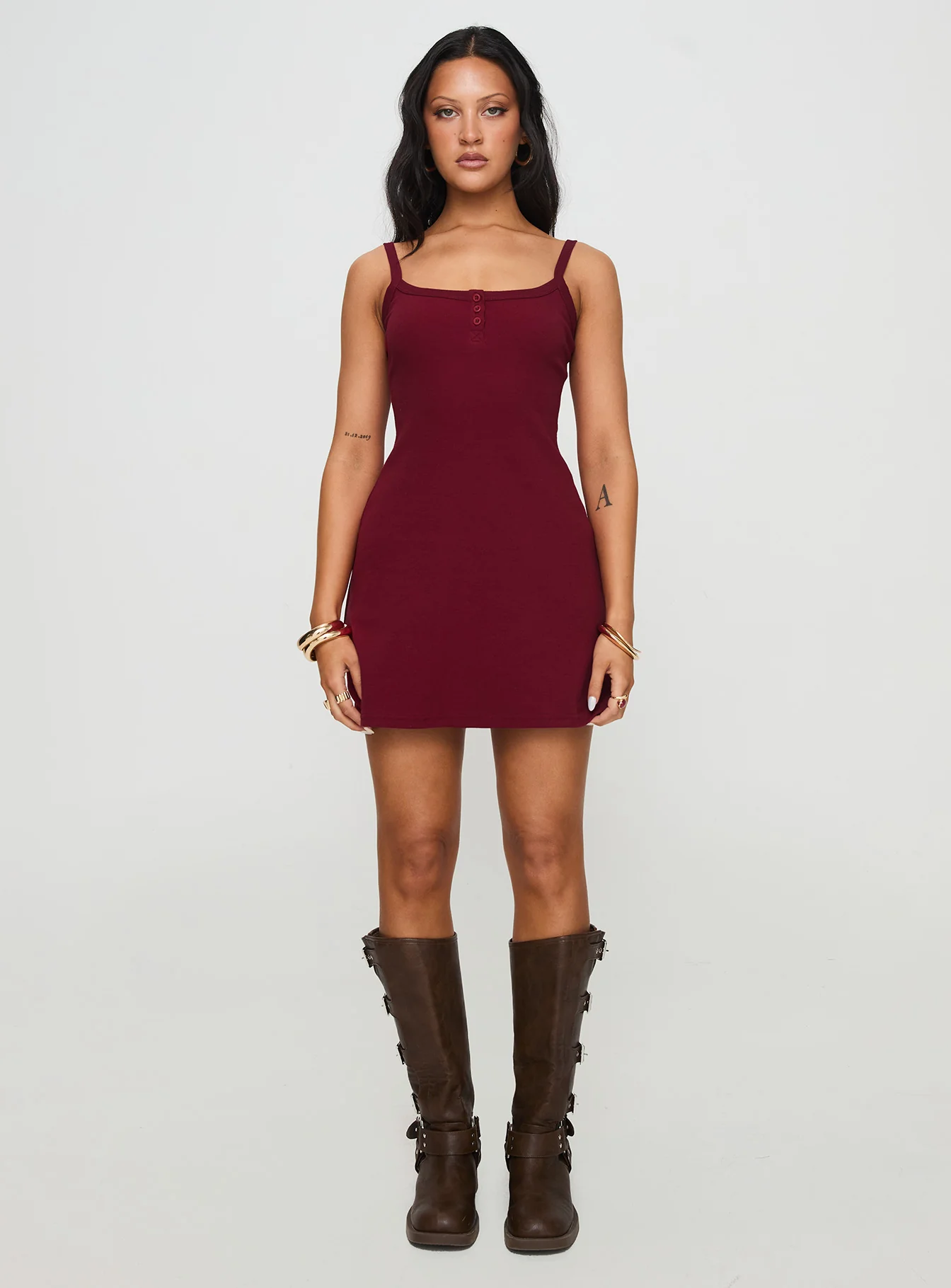 Baseline Rib Mini Dress Red - Image 7