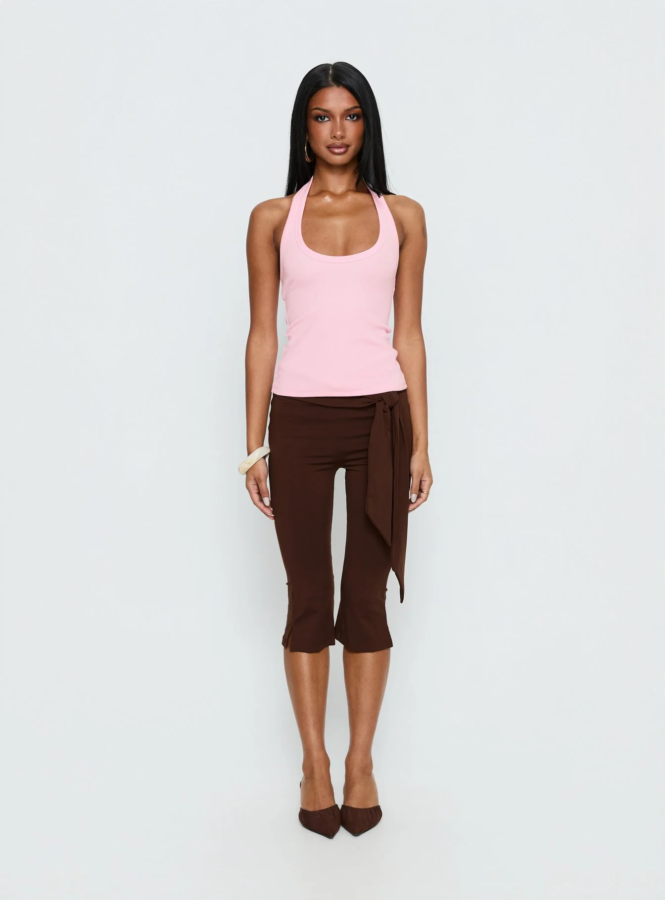 Baseline Scoop Halter Rib Tank Pink - Image 7