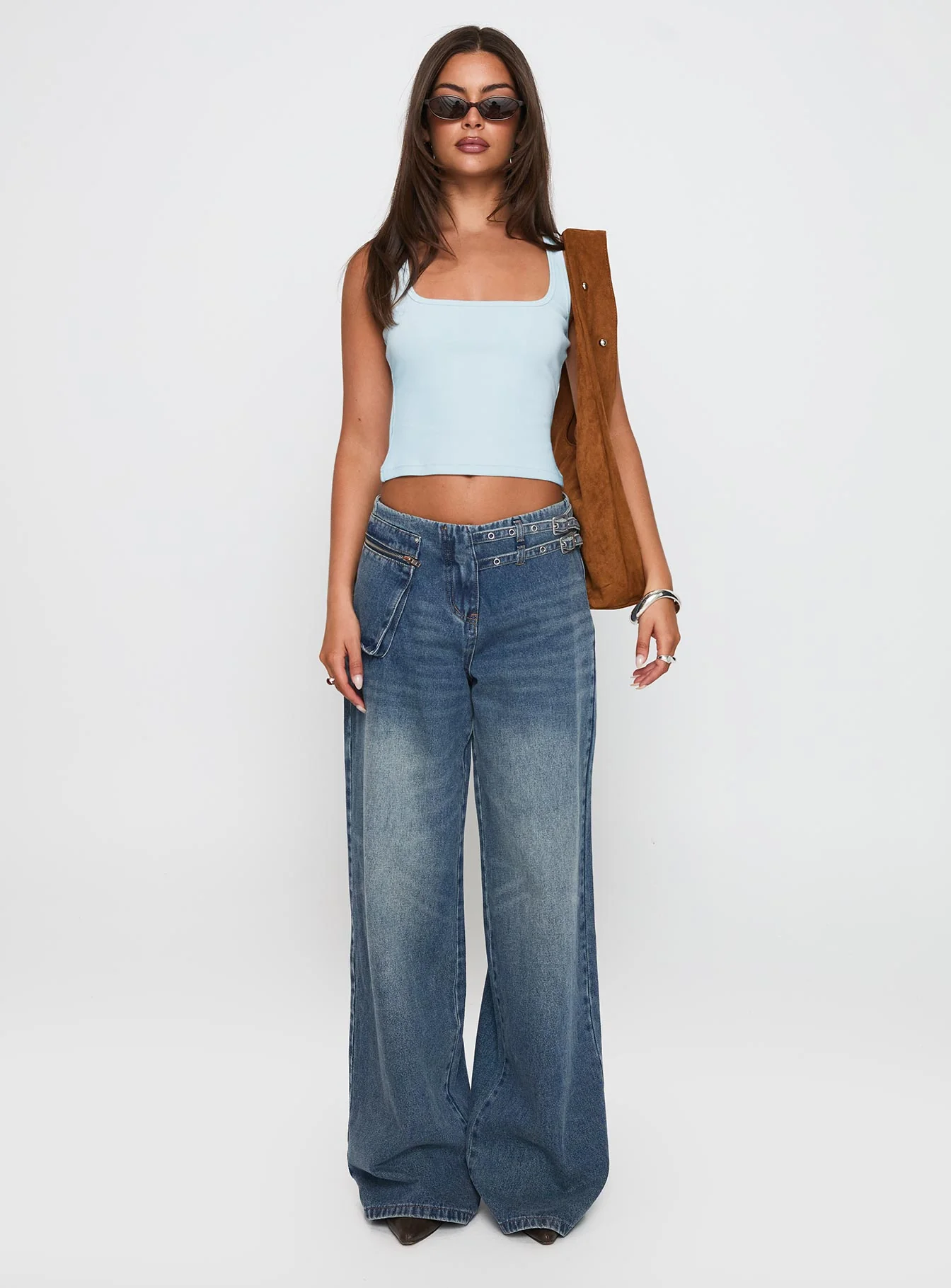 Baseline Square Neck Rib Tank Top Light Blue - Image 7