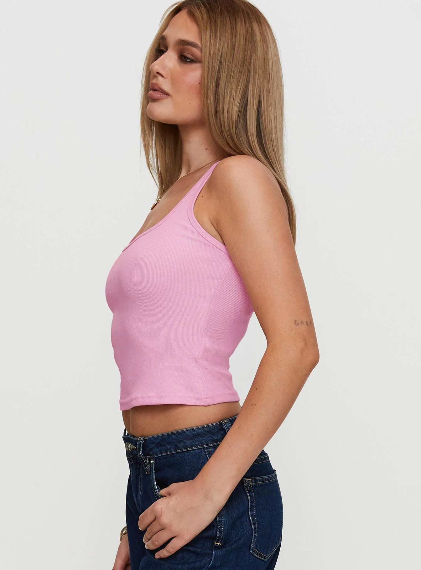 Baseline Square Neck Rib Tank Top Pale Pink - Image 4