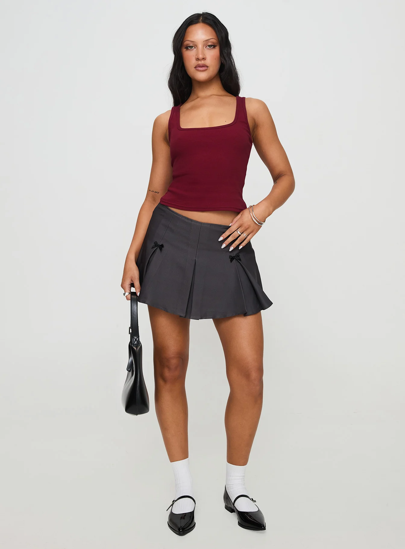 Baseline Square Neck Rib Tank Top Red - Image 3