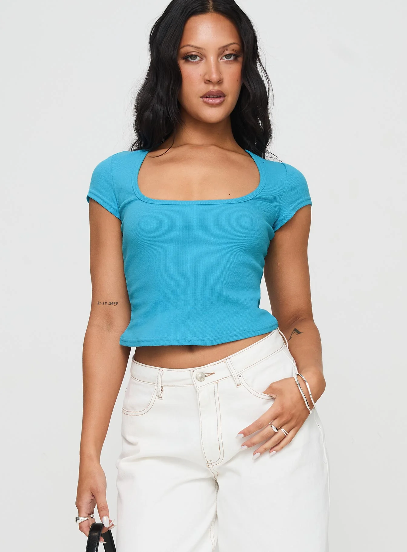 Baseline Square Neck Rib Top Blue - Image 2