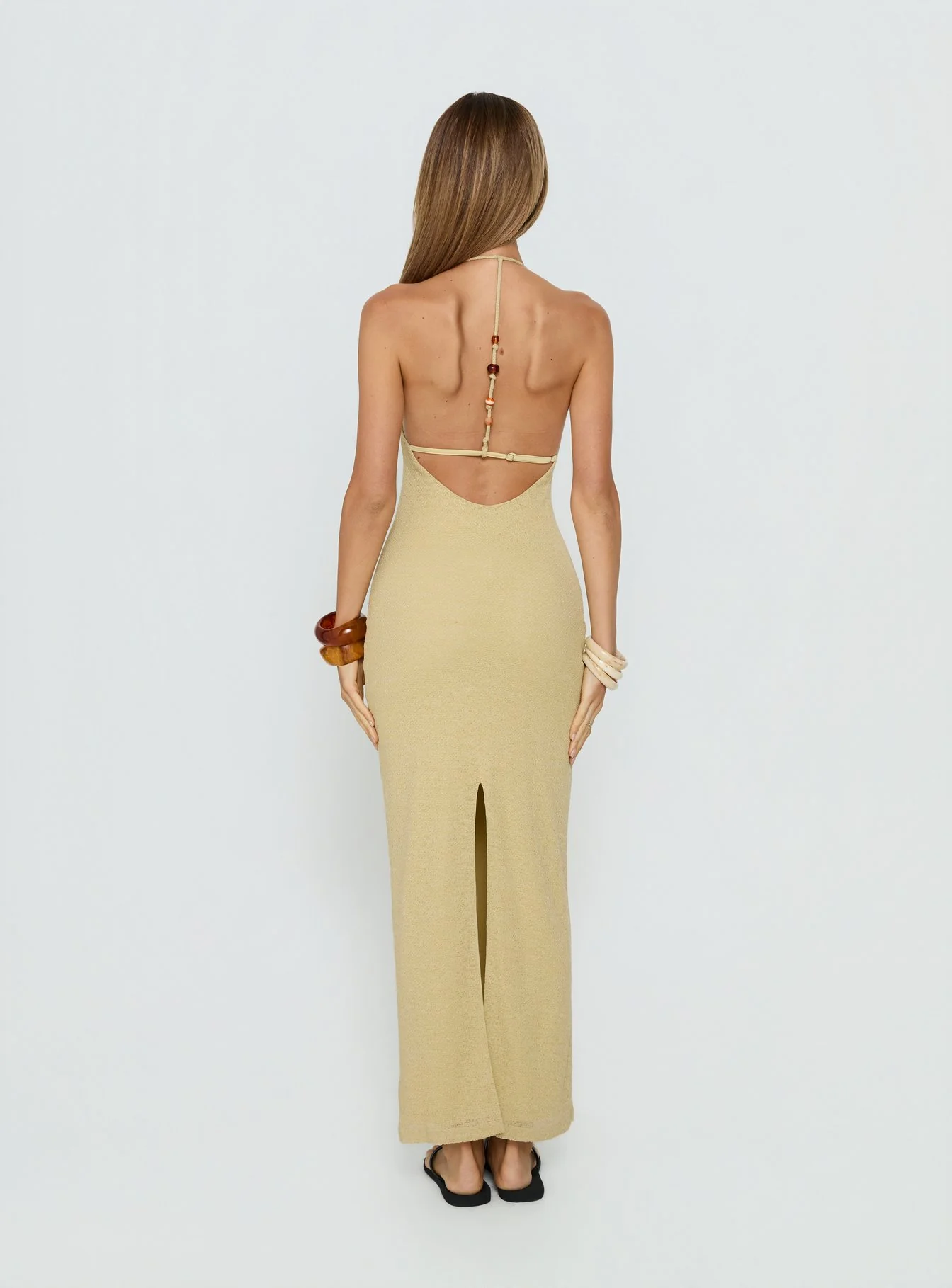 Be The One Beaded Low Back Maxi Dress Sage Green - Image 5