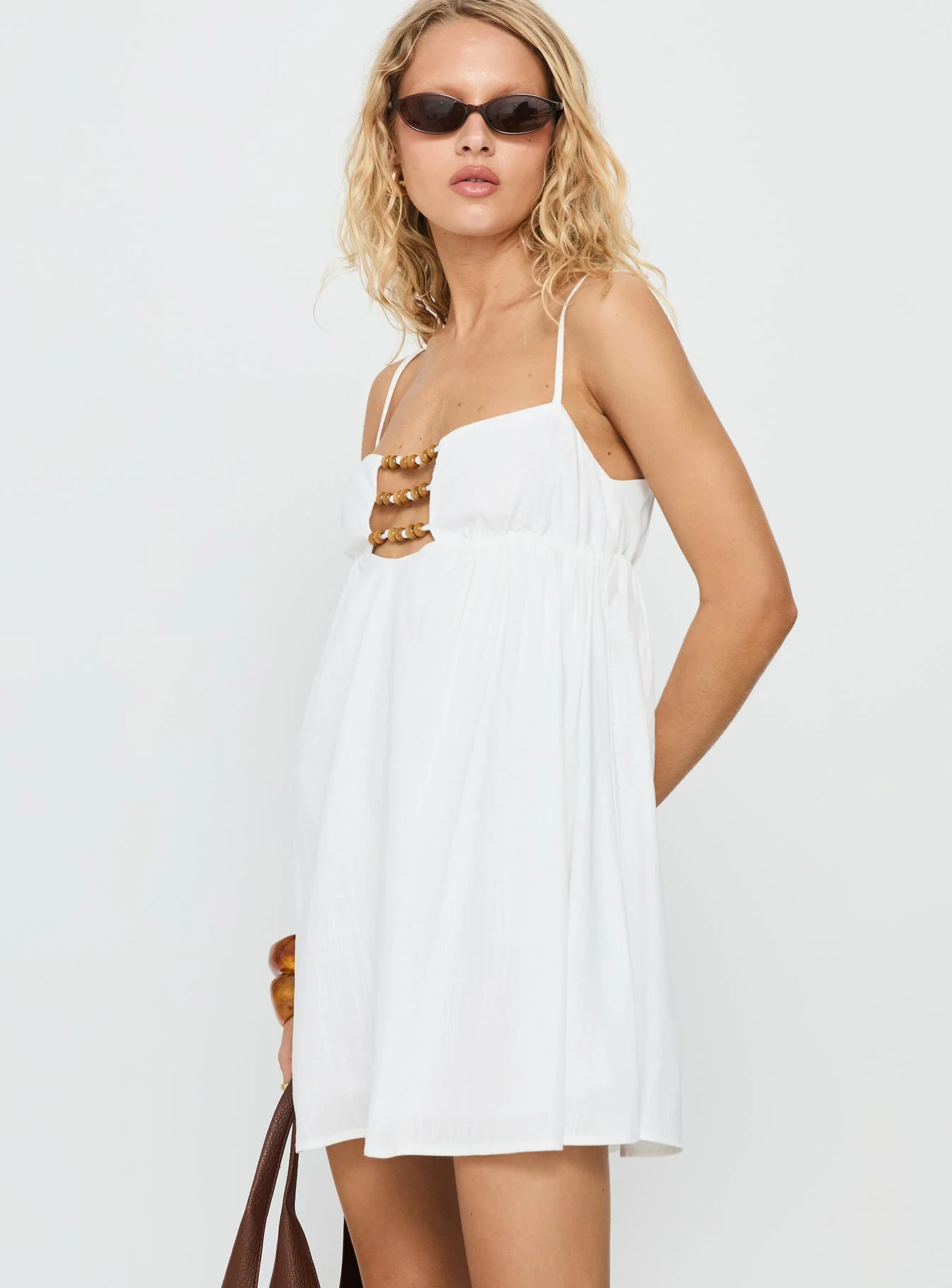Beabado Beaded Mini Dress White - Image 4