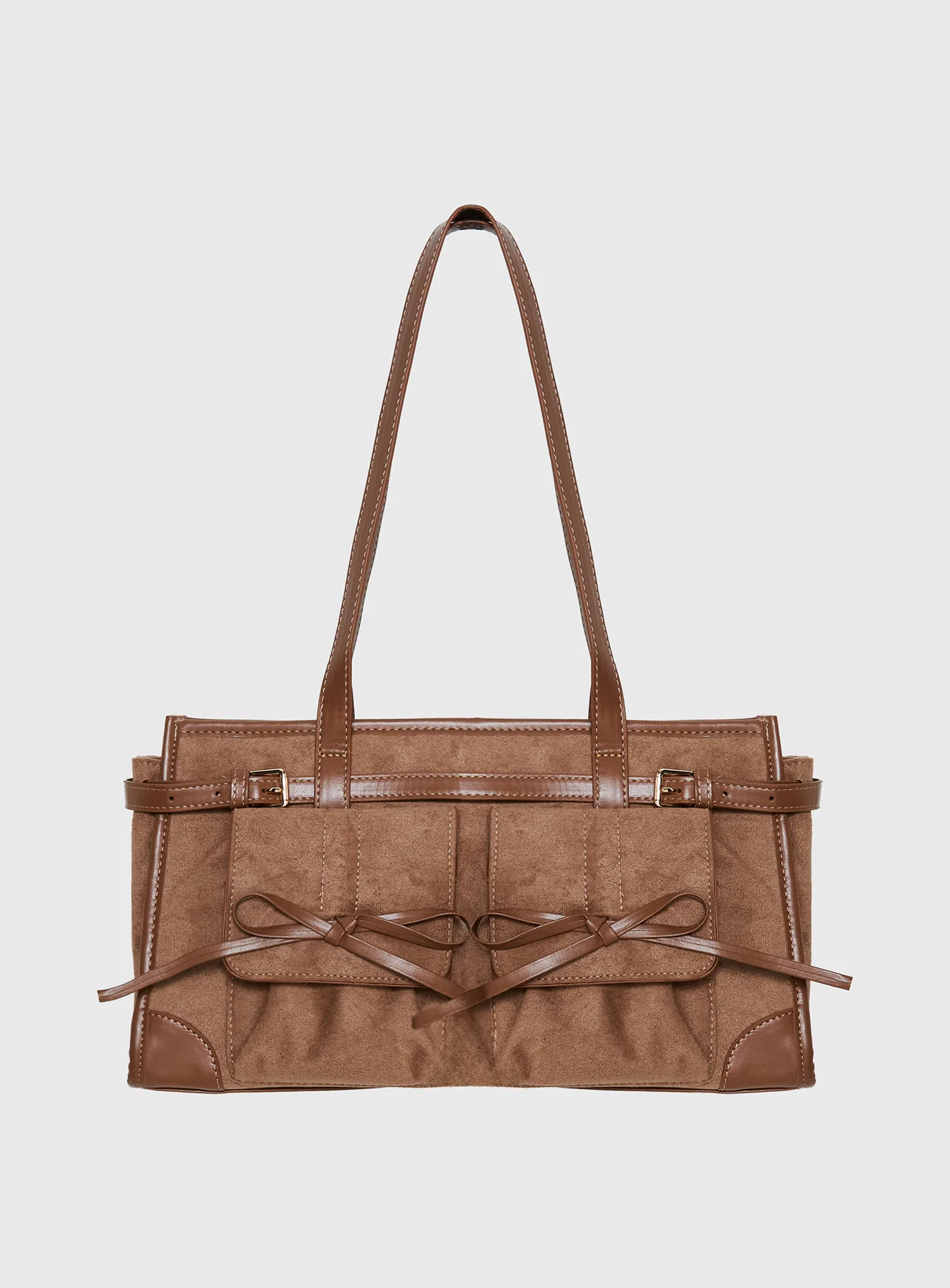 Beaming Bow Detail Shoulder Bag Tan - Image 2