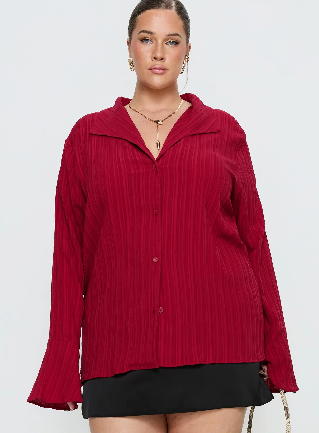 Beatris Long Sleeve Top Red Curve - Image 2