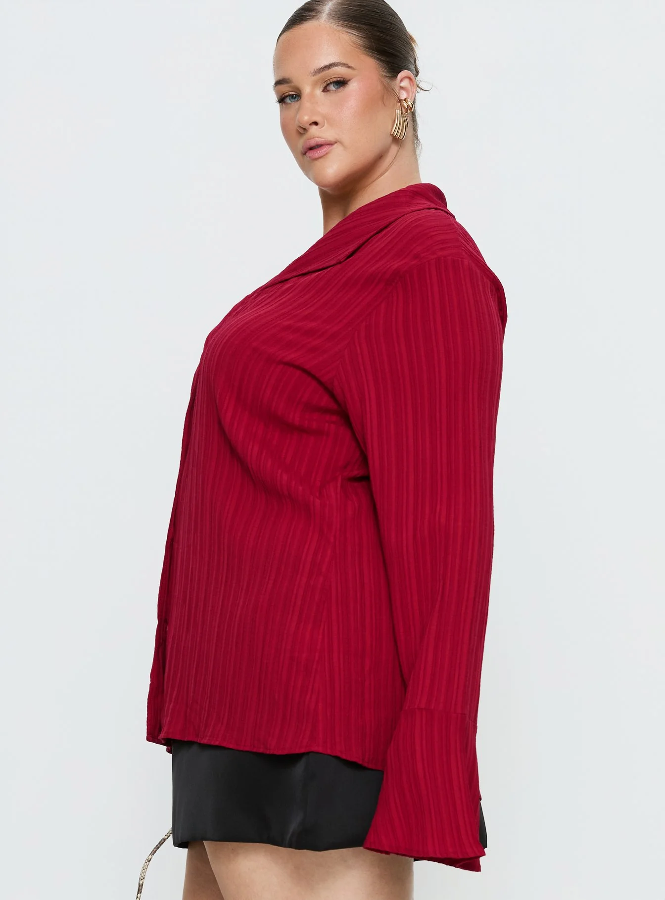 Beatris Long Sleeve Top Red Curve - Image 4