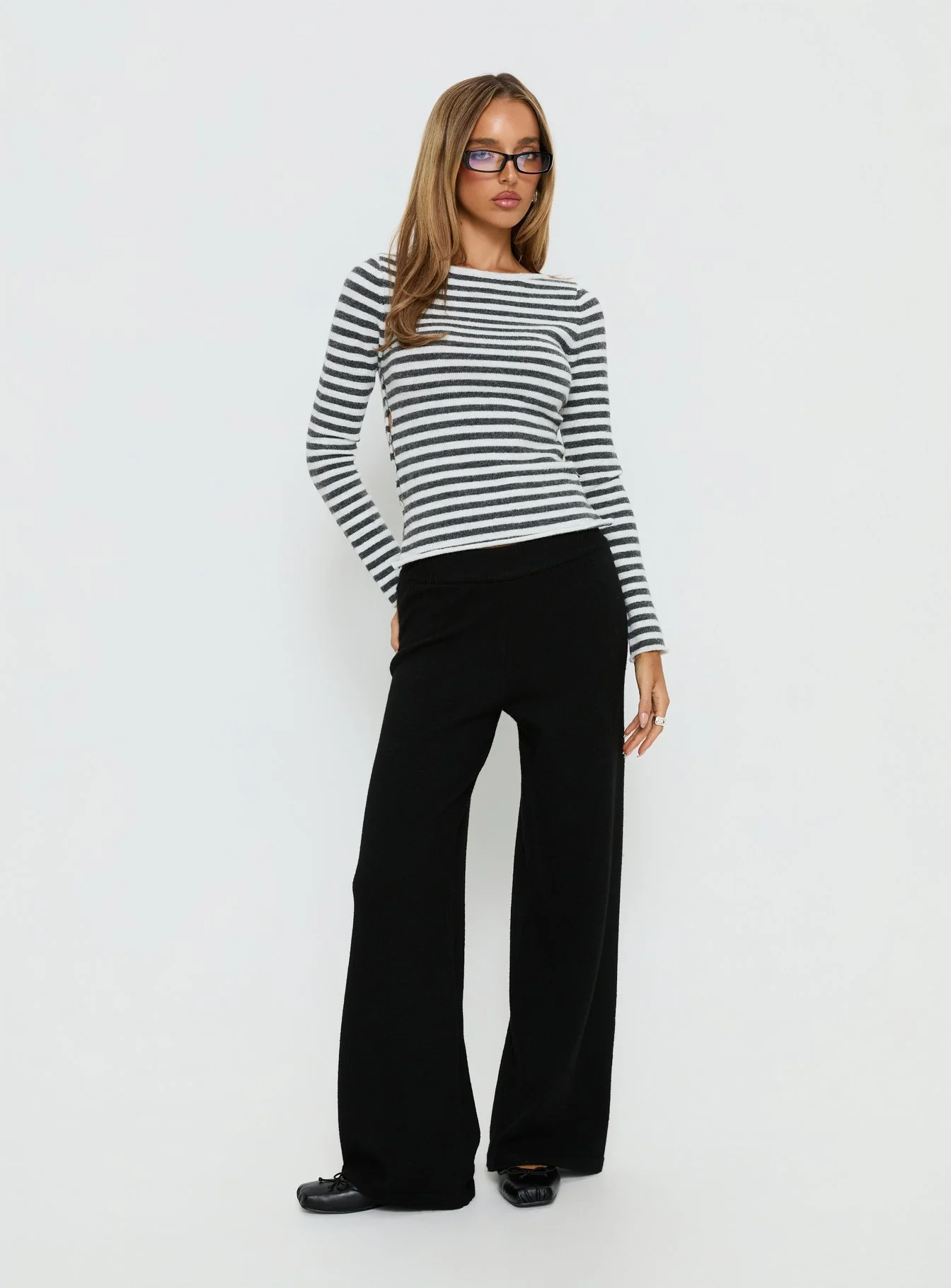 Bekki Wide Leg Knit Pant Black - Image 2