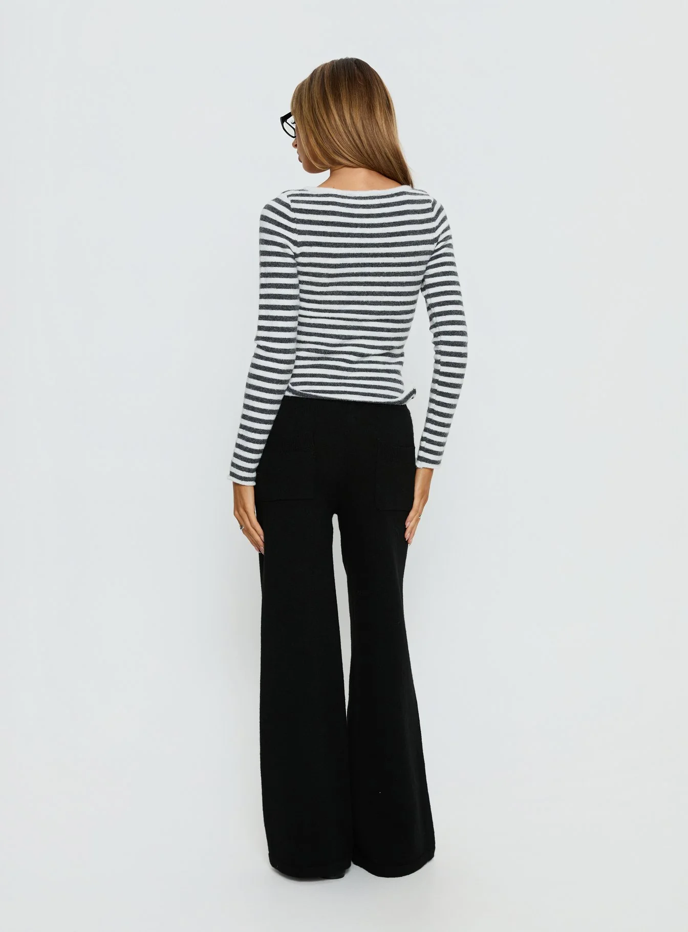 Bekki Wide Leg Knit Pant Black - Image 4