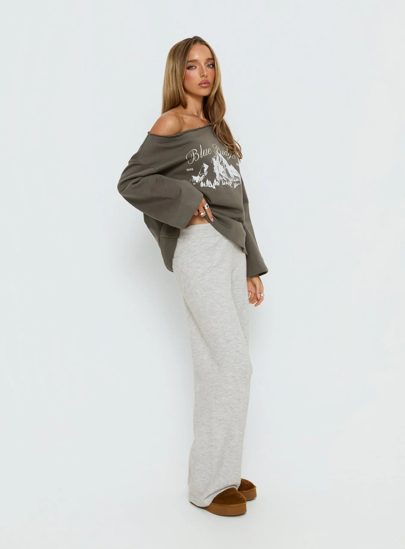 Bekki Wide Leg Knit Pant Grey Marle - Image 4