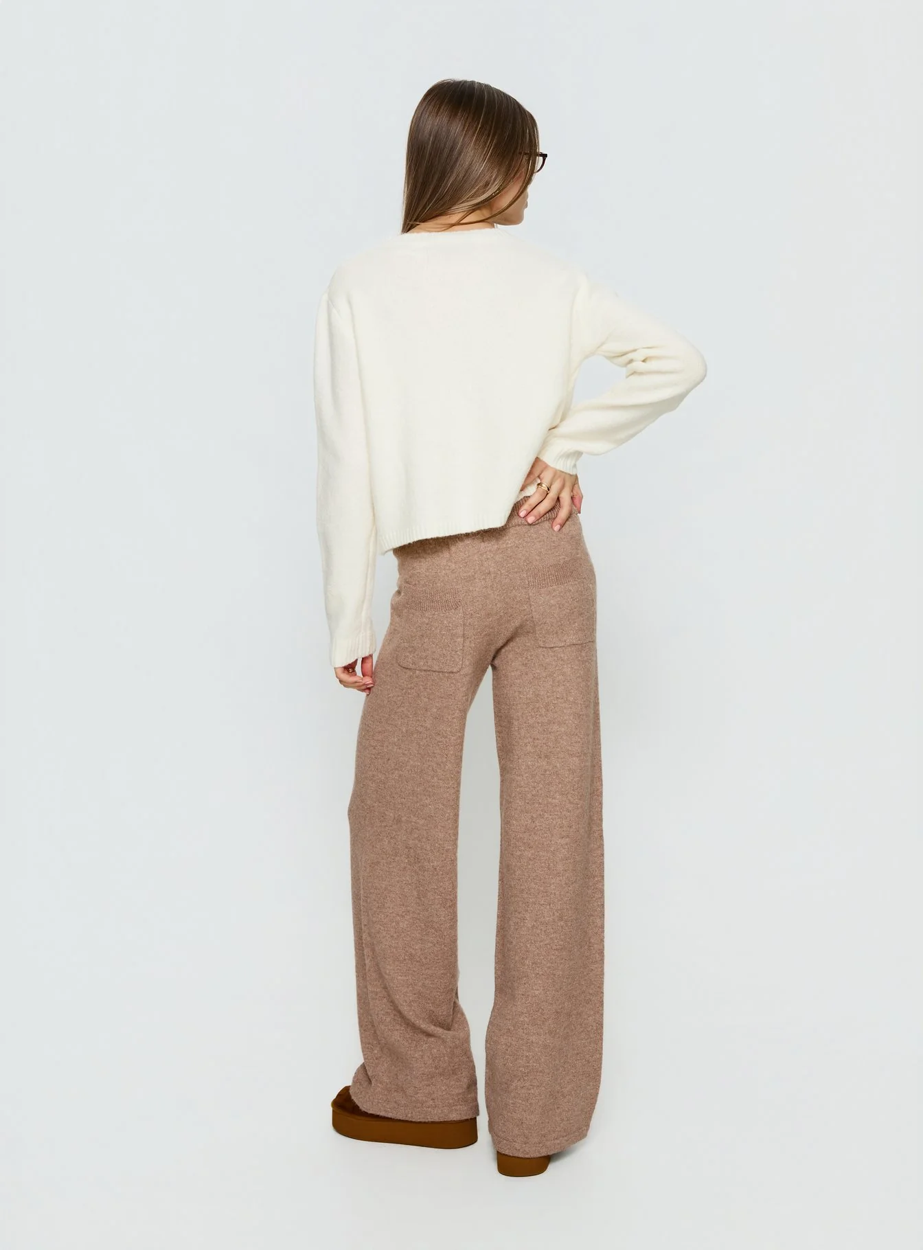 Bekki Wide Leg Knit Pant Mocha - Image 5