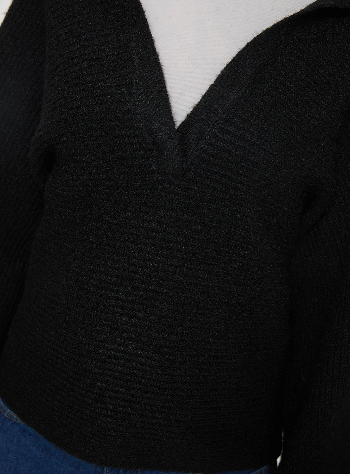 Bella Notched Neck Sweater Black - Image 5