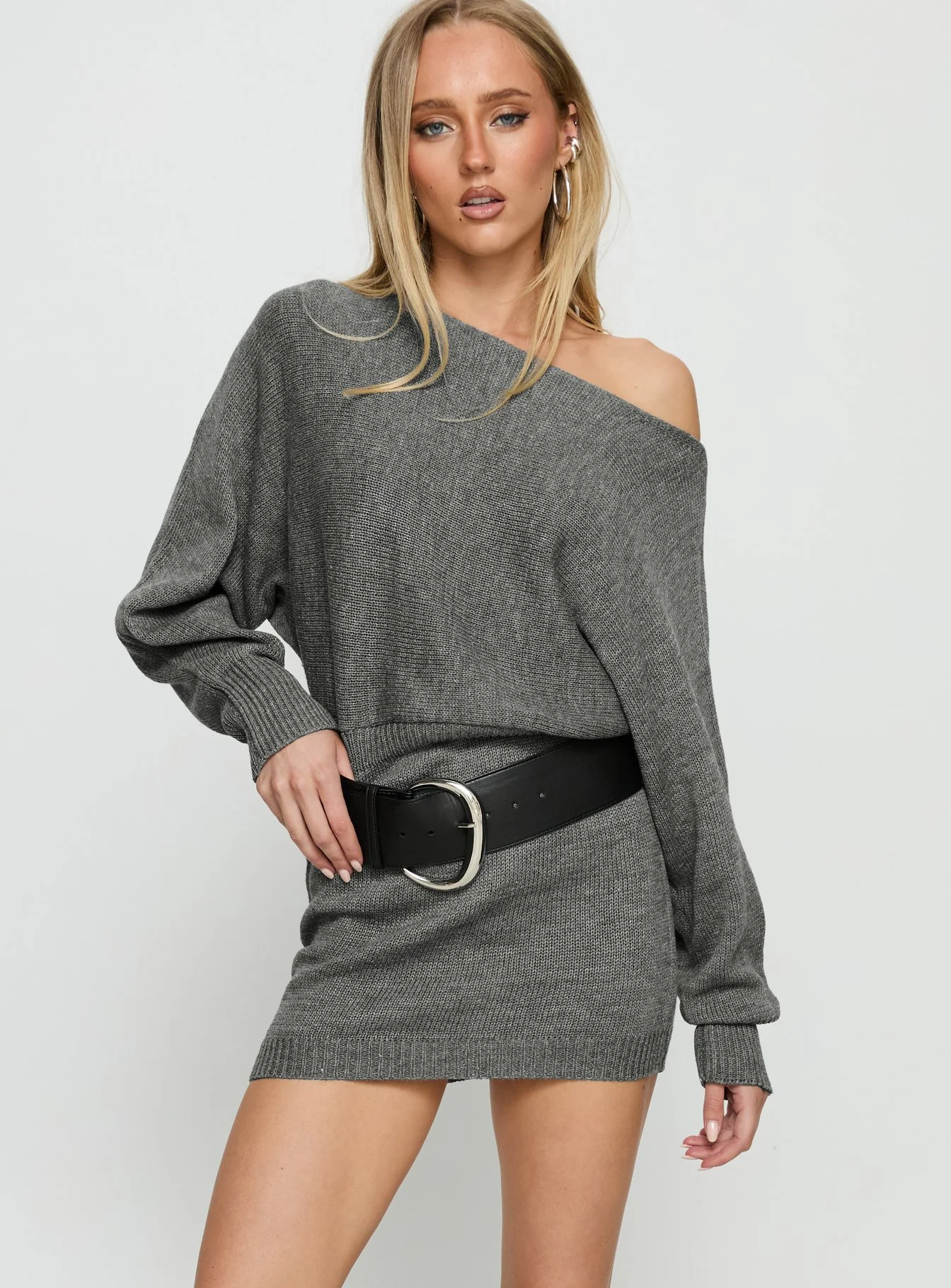 Bellamie Long Sleeve Mini Dress Grey - Image 2