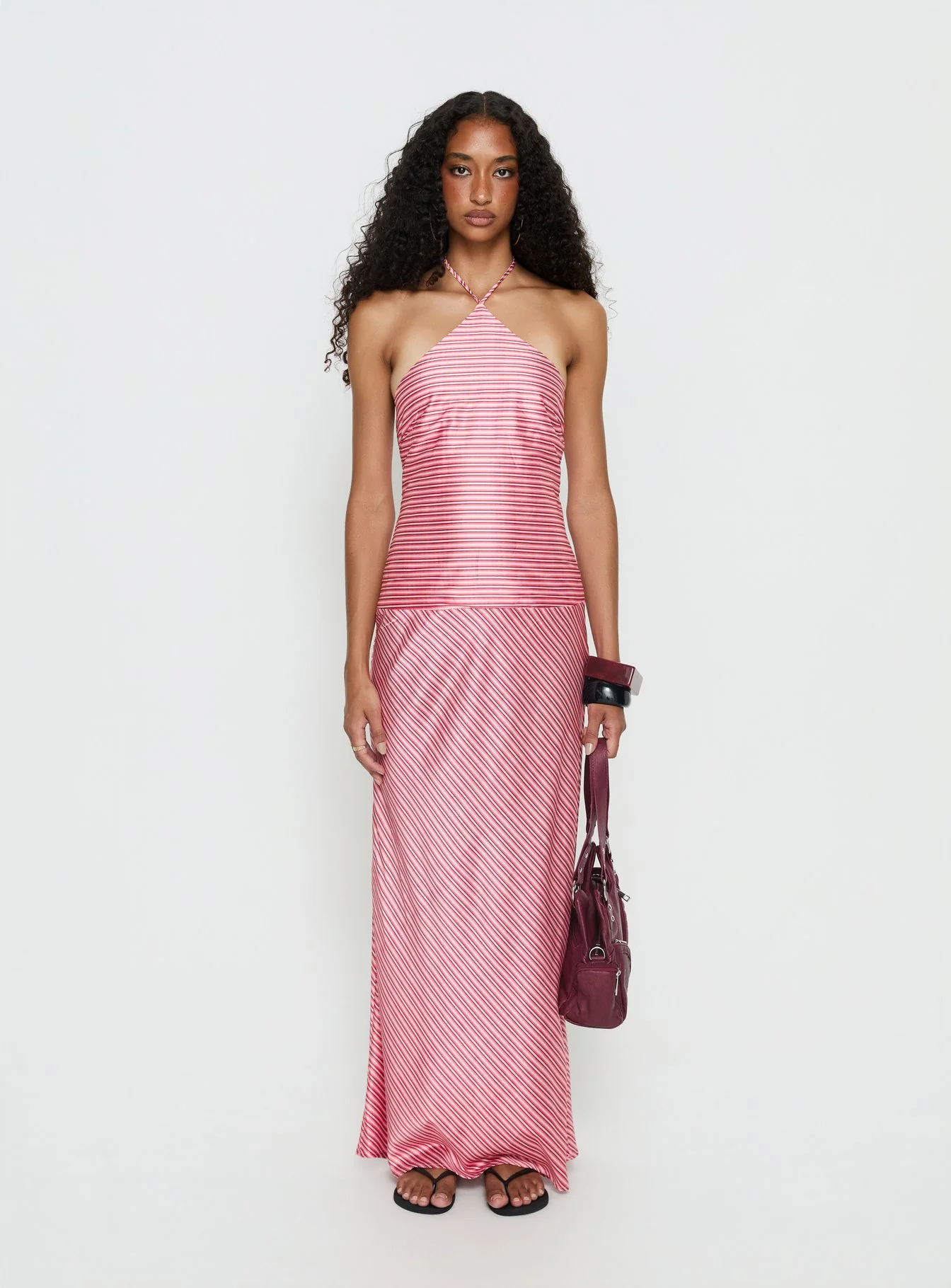 Bellamissimo Halter Maxi Dress Pink Stripe - Image 7