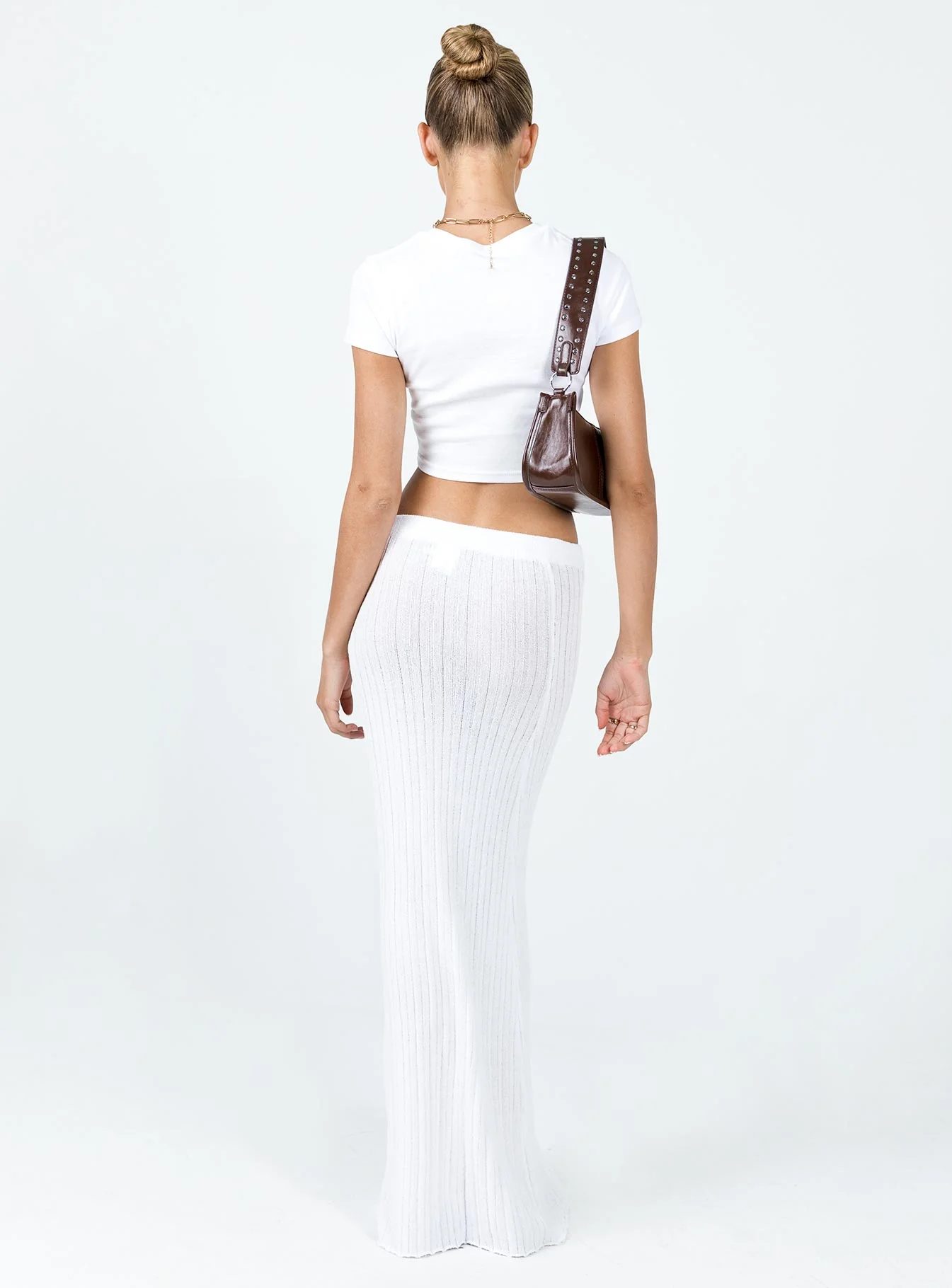 Belle Knit Maxi Skirt White - Image 5