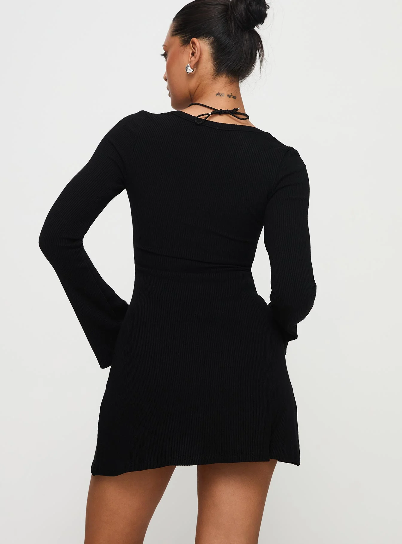 Best Interest Long Sleeve Mini Dress Black Petite - Image 4