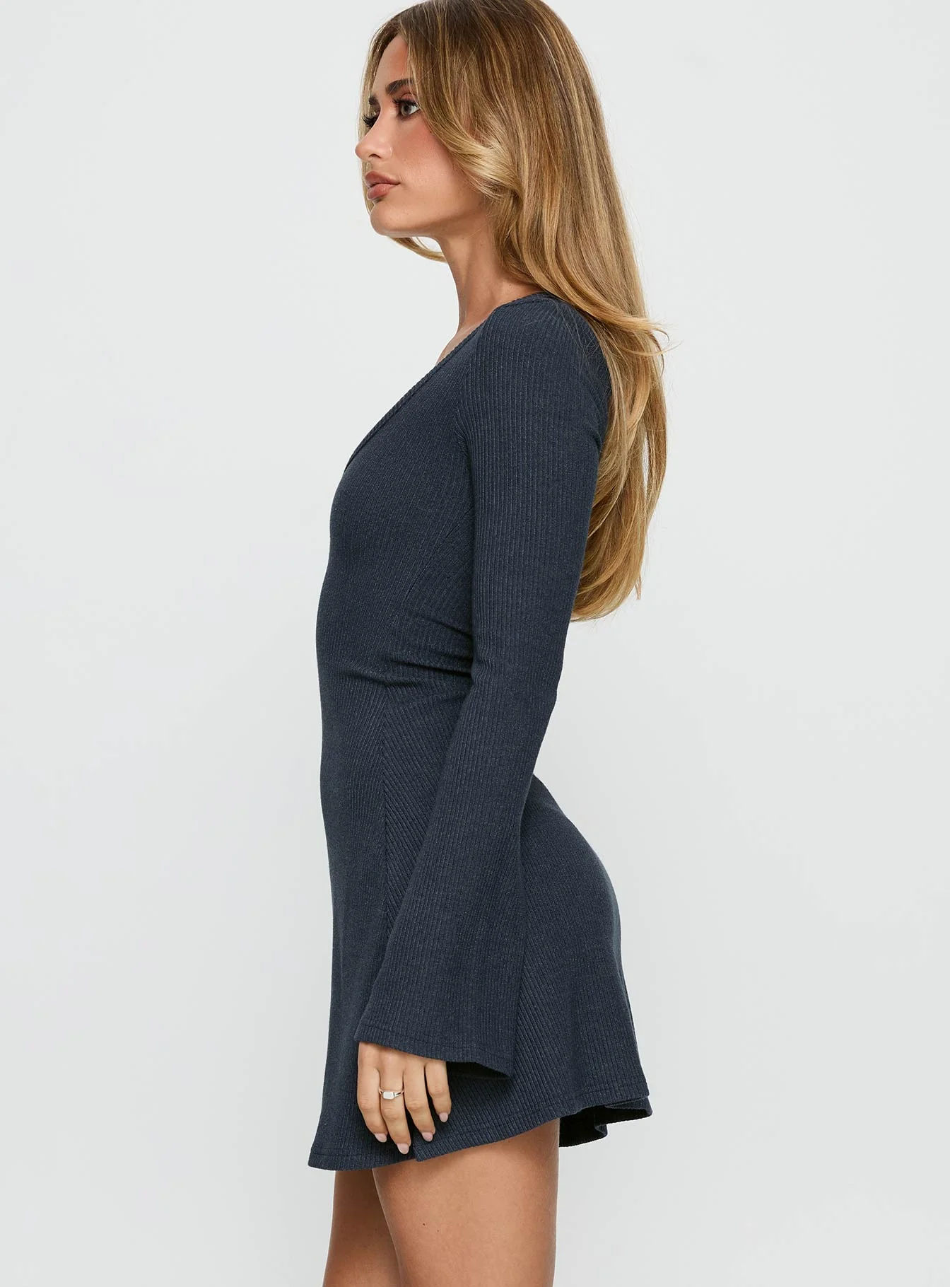 Best Interest Long Sleeve Mini Dress Navy - Image 3