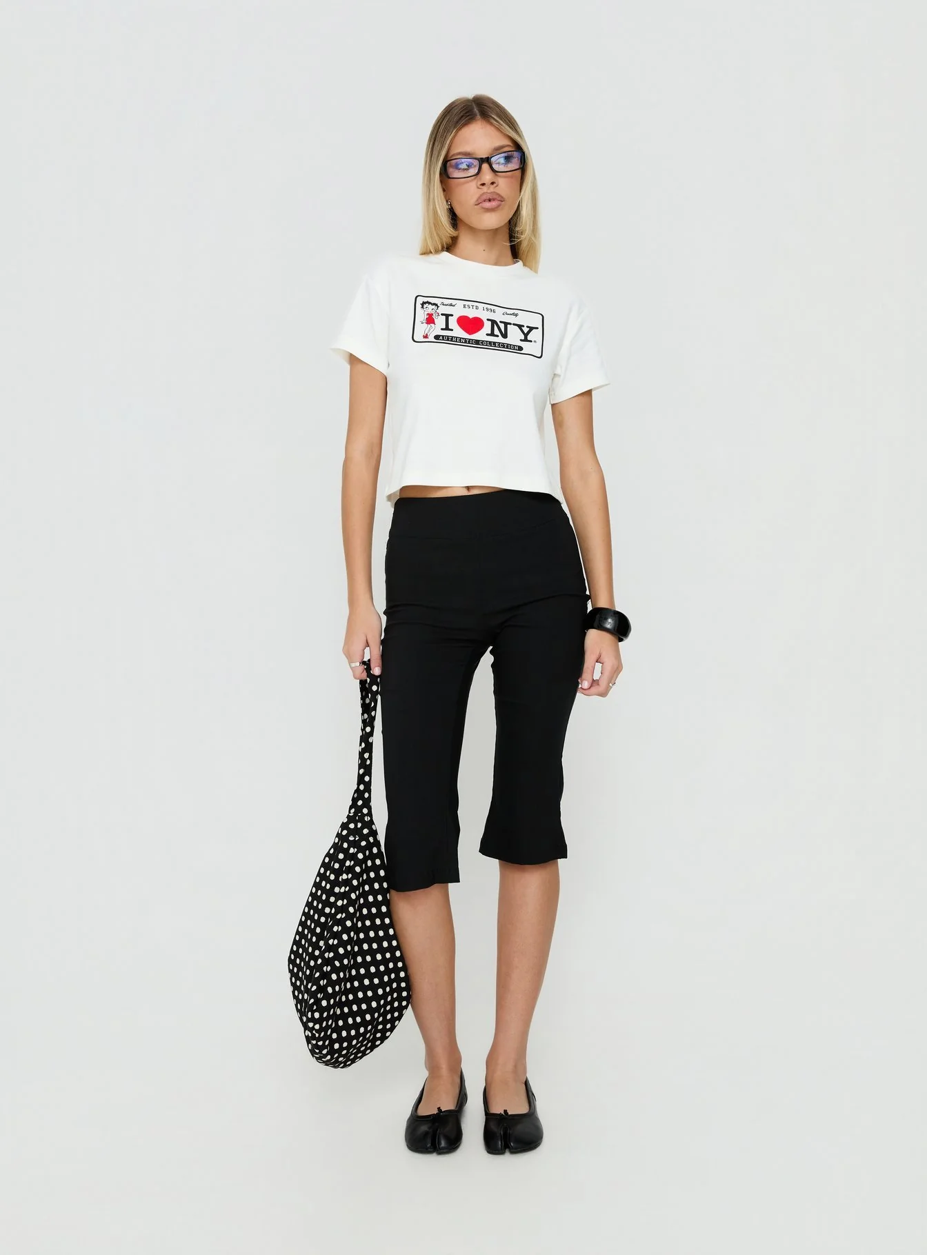 Betty Loves NY Graphic Baby Tee White - Image 3