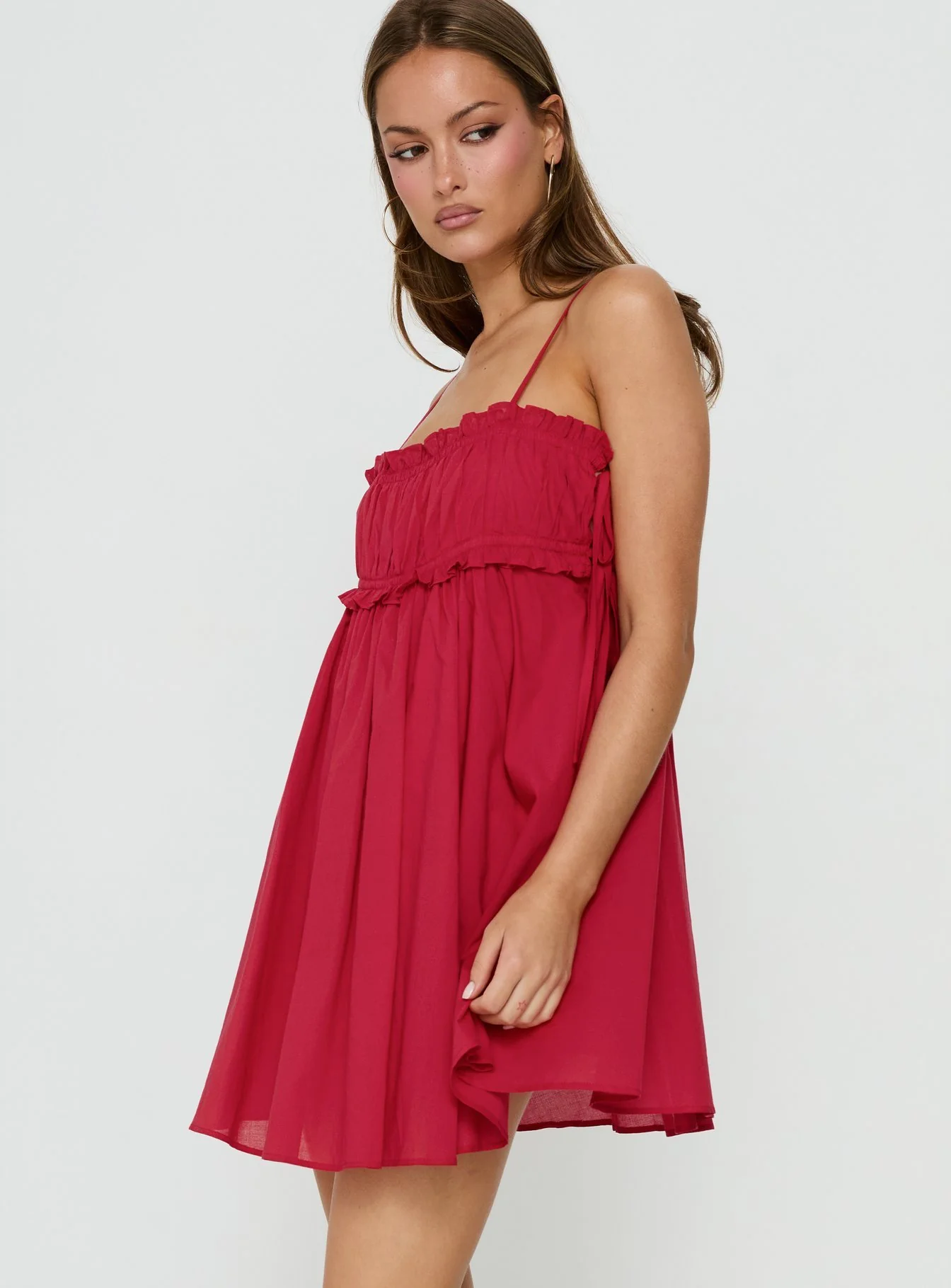 Beya Ruched Bust Mini Dress Red - Image 3