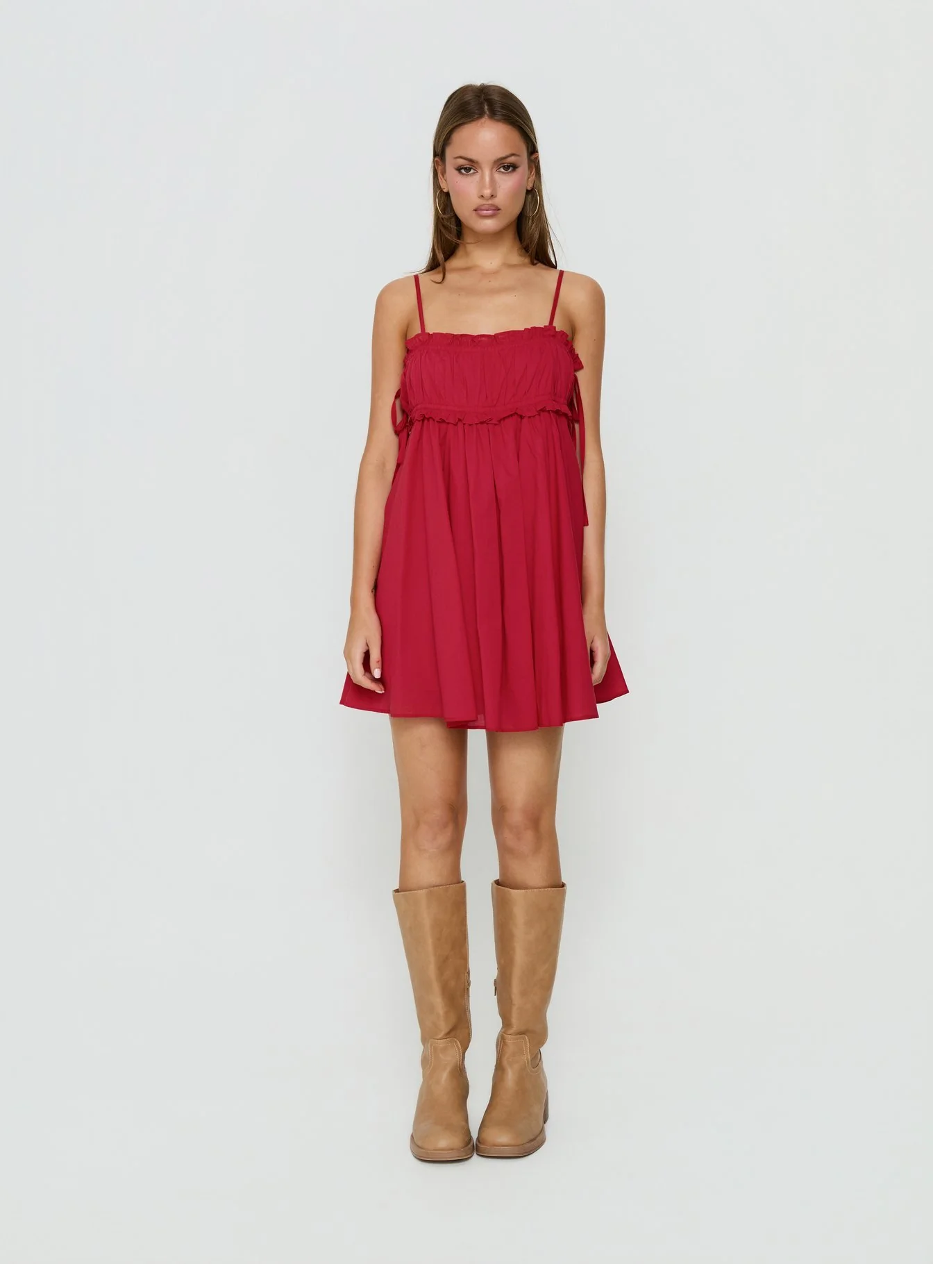 Beya Ruched Bust Mini Dress Red - Image 6