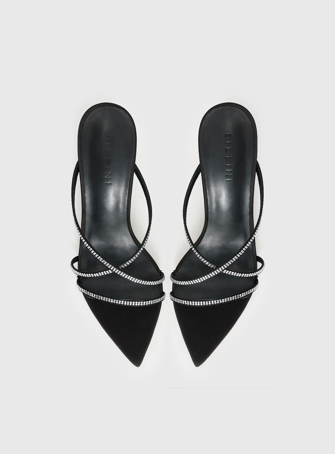 Billini Effy Heels Black Satin Diamante - Image 4