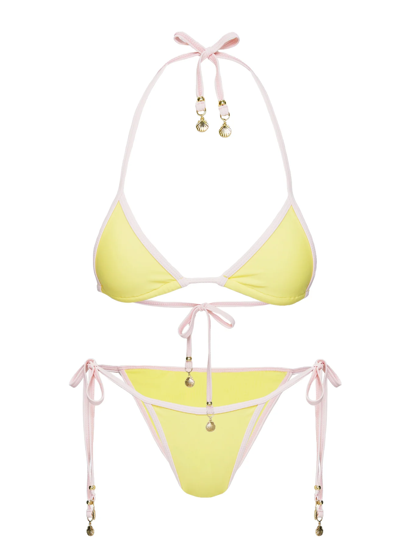 Blaylock Triangle Bikini Top Yellow / Pink - Image 5