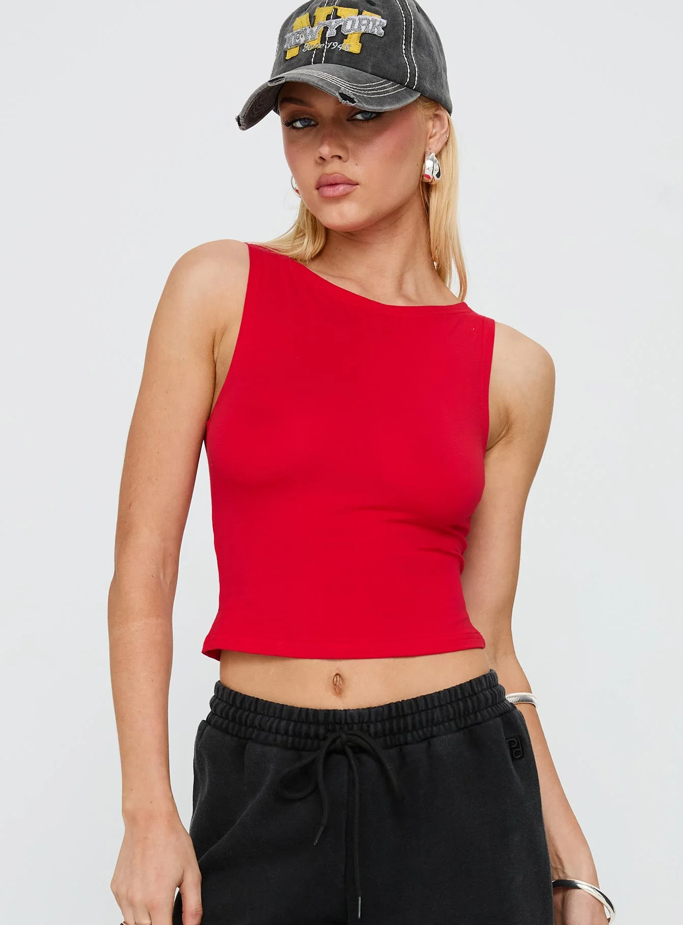 Bleeker High Neck Top Red - Image 2