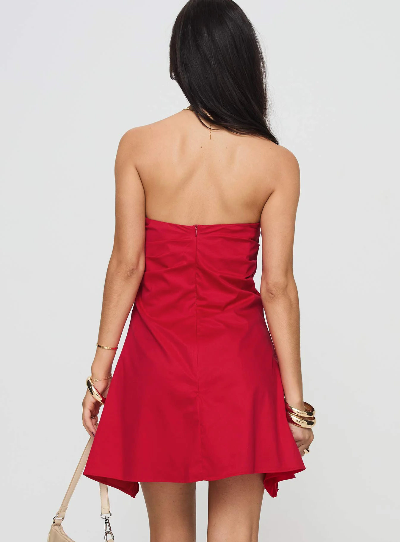 Bradwell Strapless Mini Dress Red - Image 5