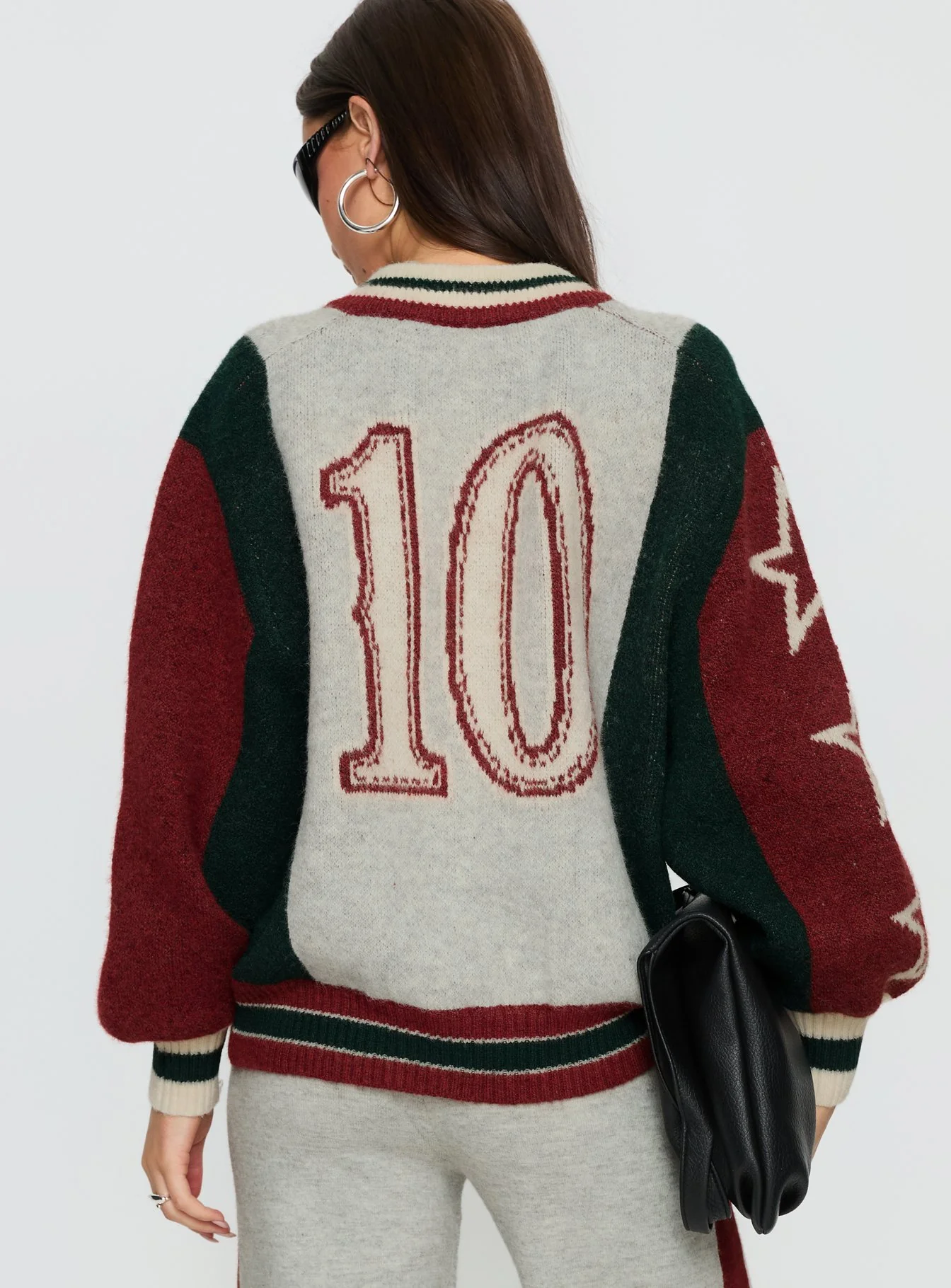 Brandyce Graphic Knit Jacket Grey / Red - Image 4
