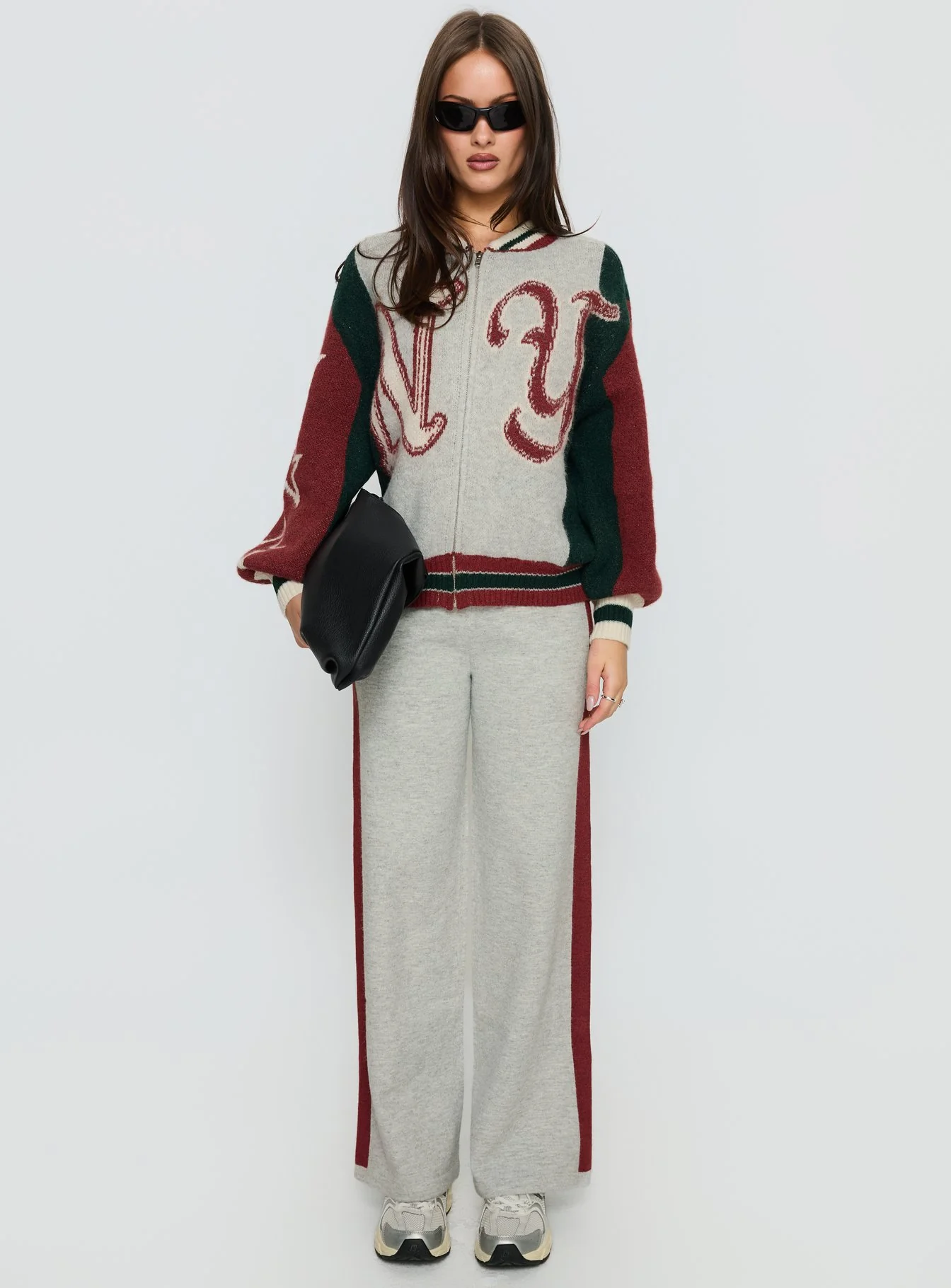 Brandyce Graphic Knit Jacket Grey / Red - Image 6