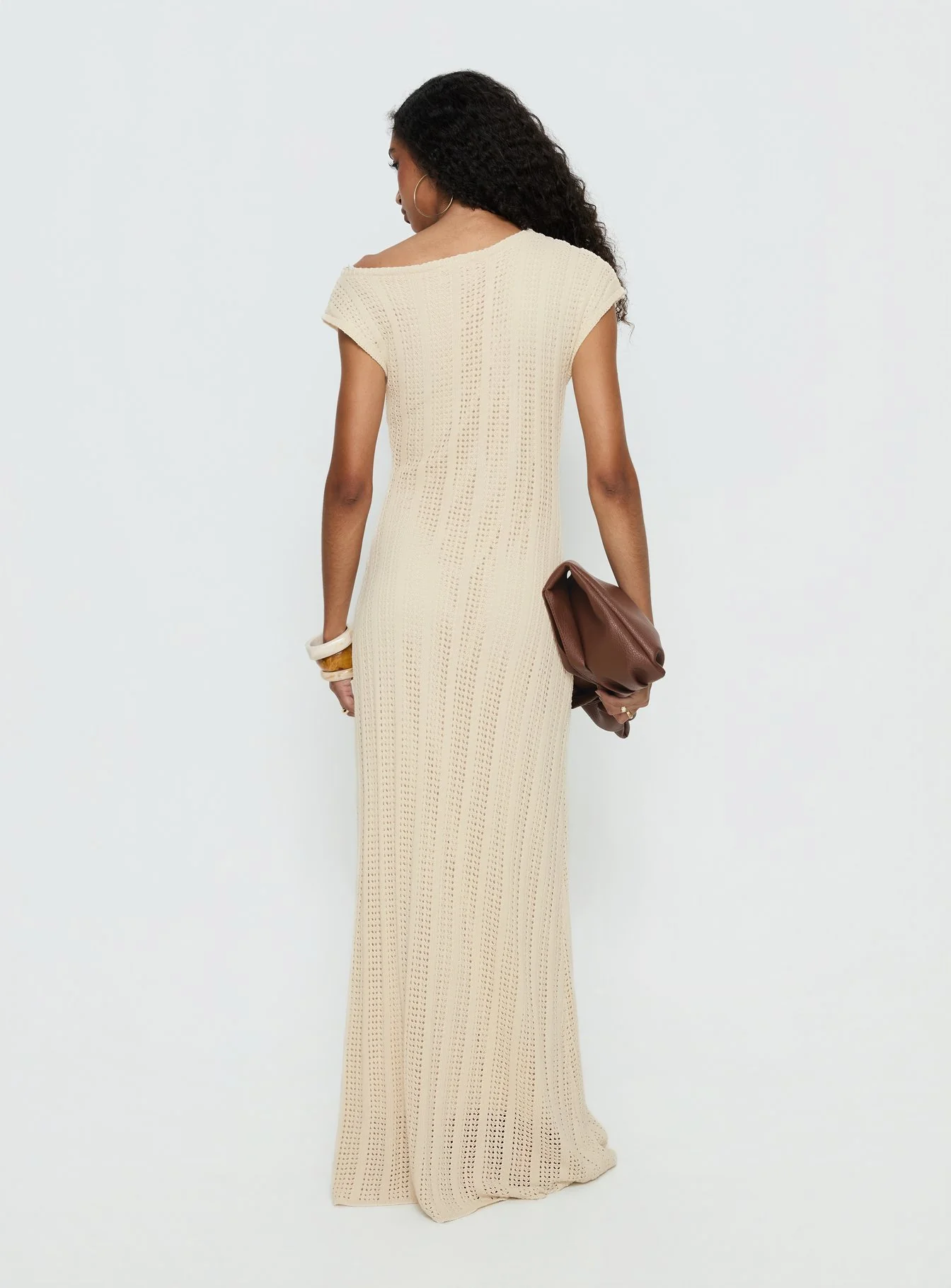 Break My Soul Knit One Shoulder Maxi Dress Beige - Image 5