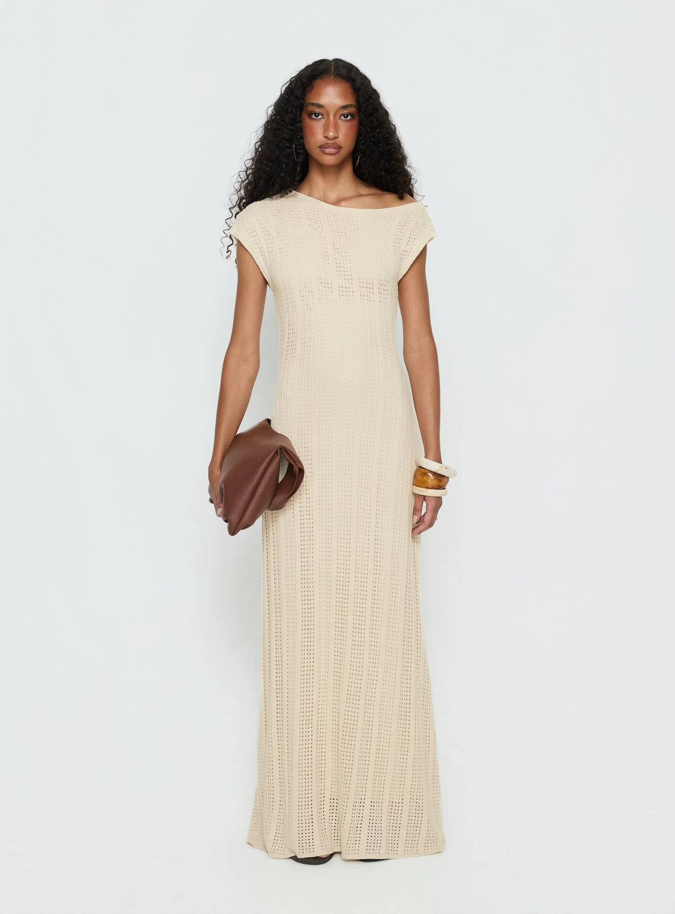 Break My Soul Knit One Shoulder Maxi Dress Beige - Image 7