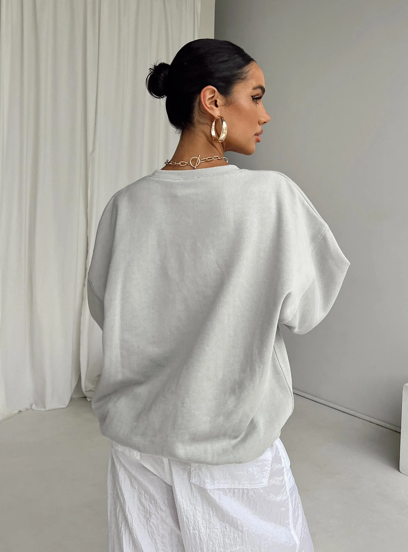 Princess Polly Crew Neck Sweatshirt Bubble Text Grey / Cloud White - Image 6