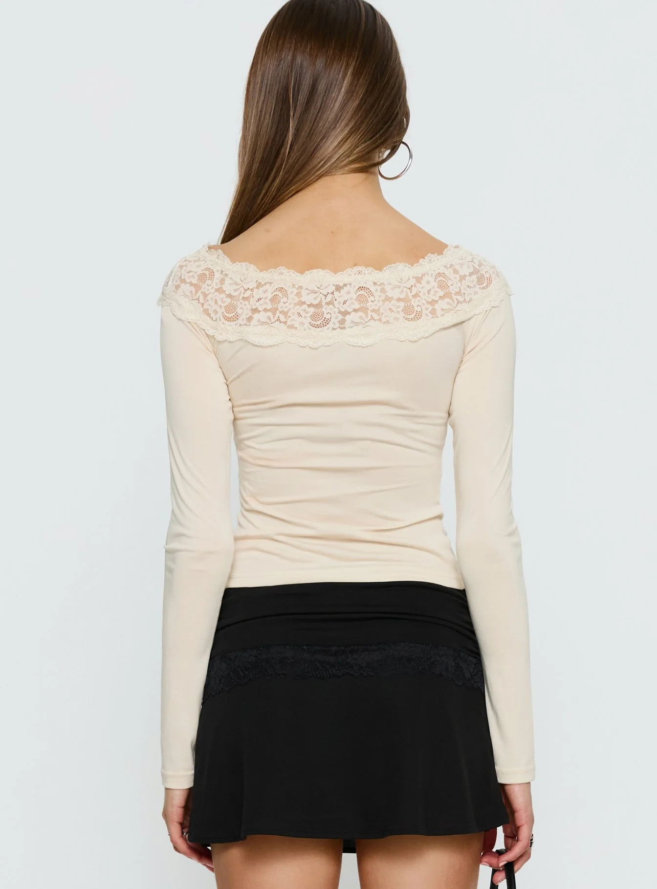 Breiann Lace Off Shoulder Long Sleeve Top Butter - Image 5
