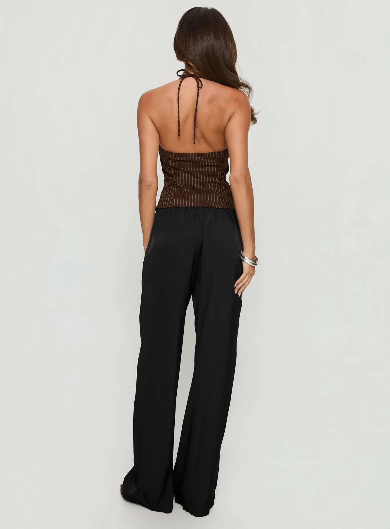 Breina Satin Straight Leg Pants Black - Image 5