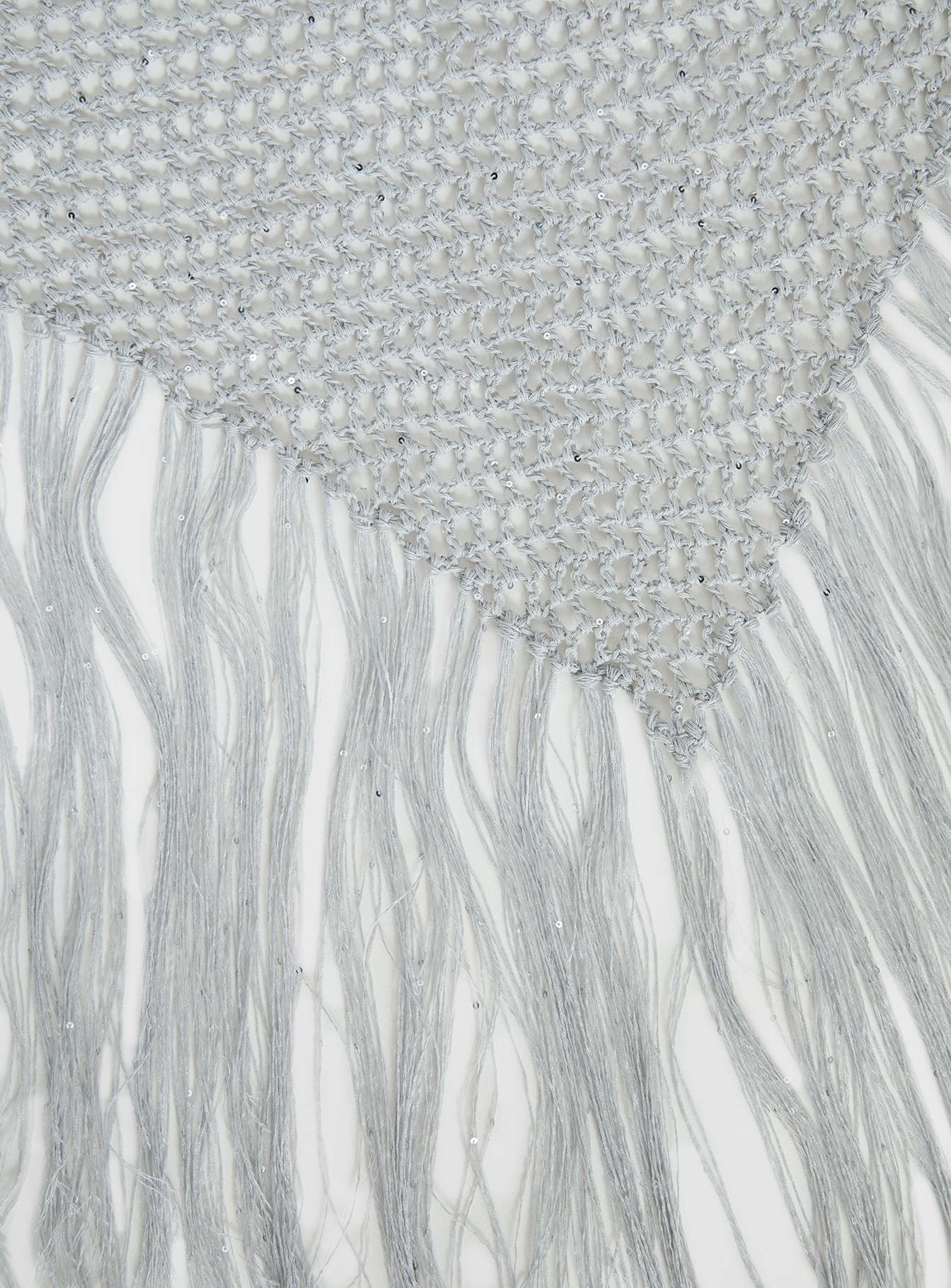 Briee Fringe Detail Hair Scarf Silver - Image 3