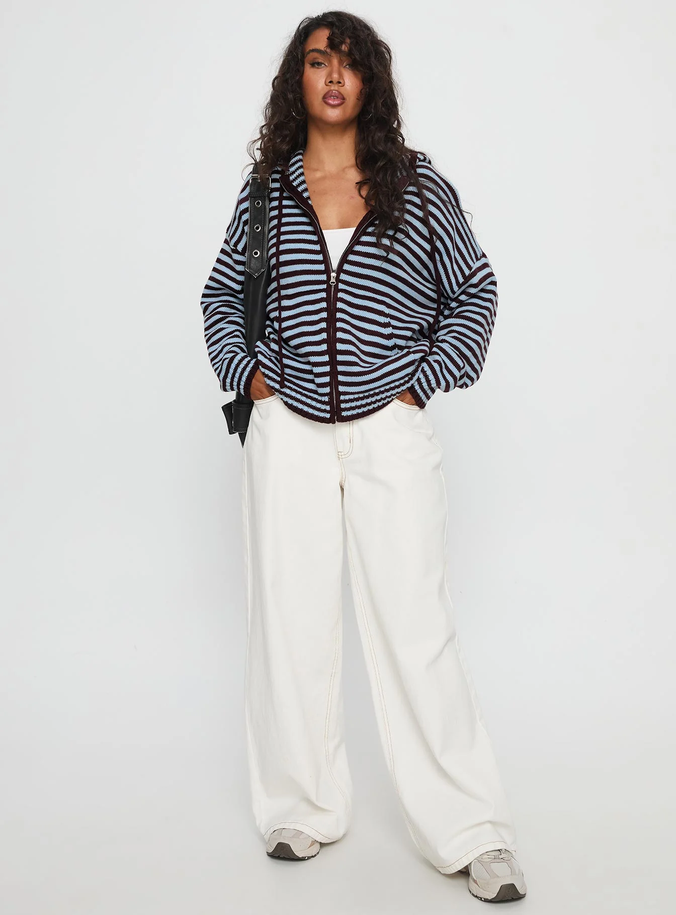 Brienna Zip Jacket Burgundy / Blue Stripe - Image 2