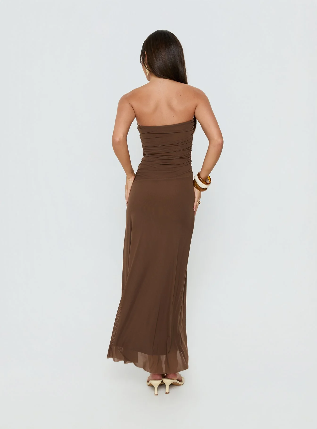 Brigida Strapless Maxi Dress Mocha - Image 4