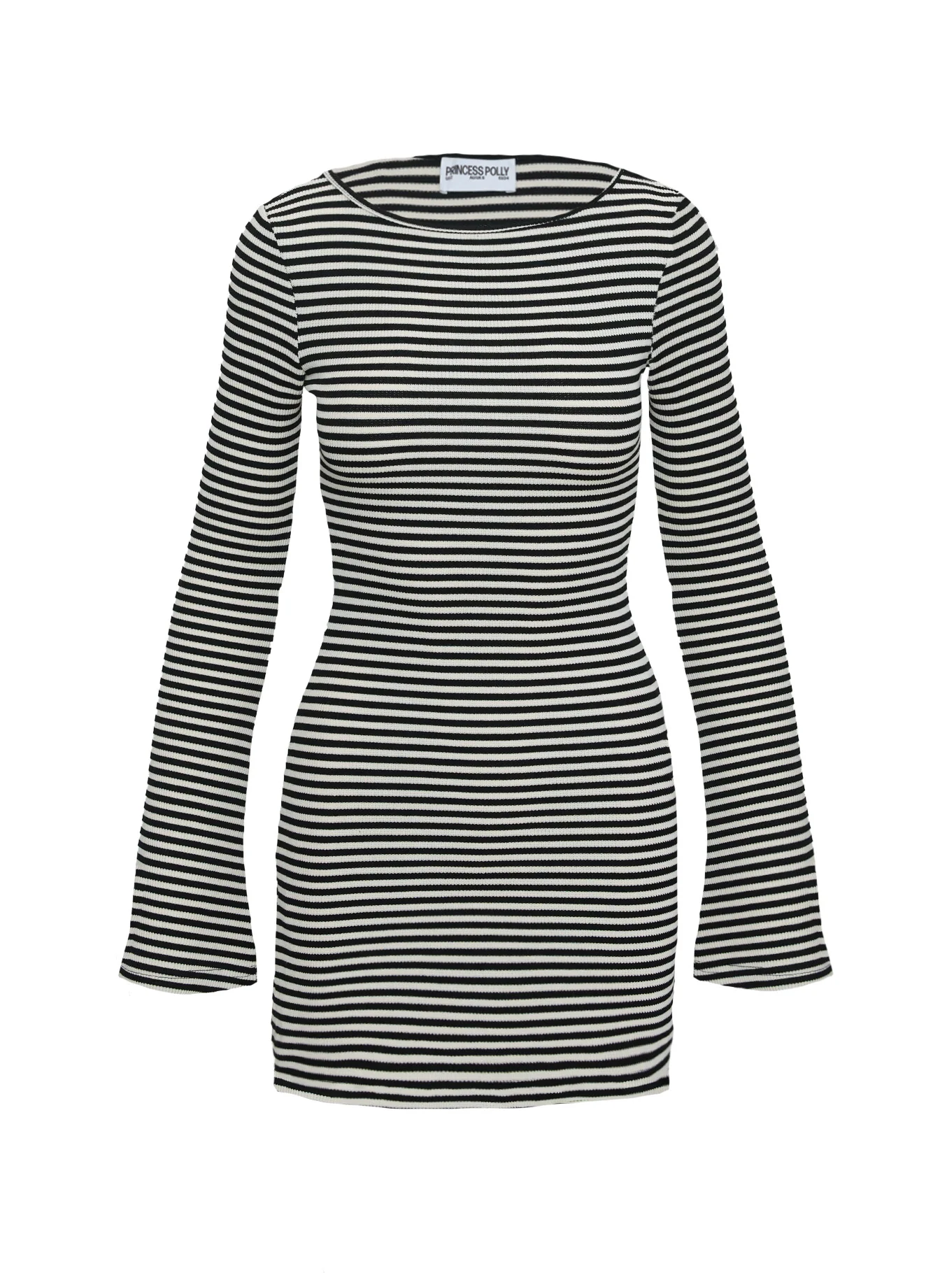 Bryanna Long Sleeve Mini Dress Black / White Petite - Image 5