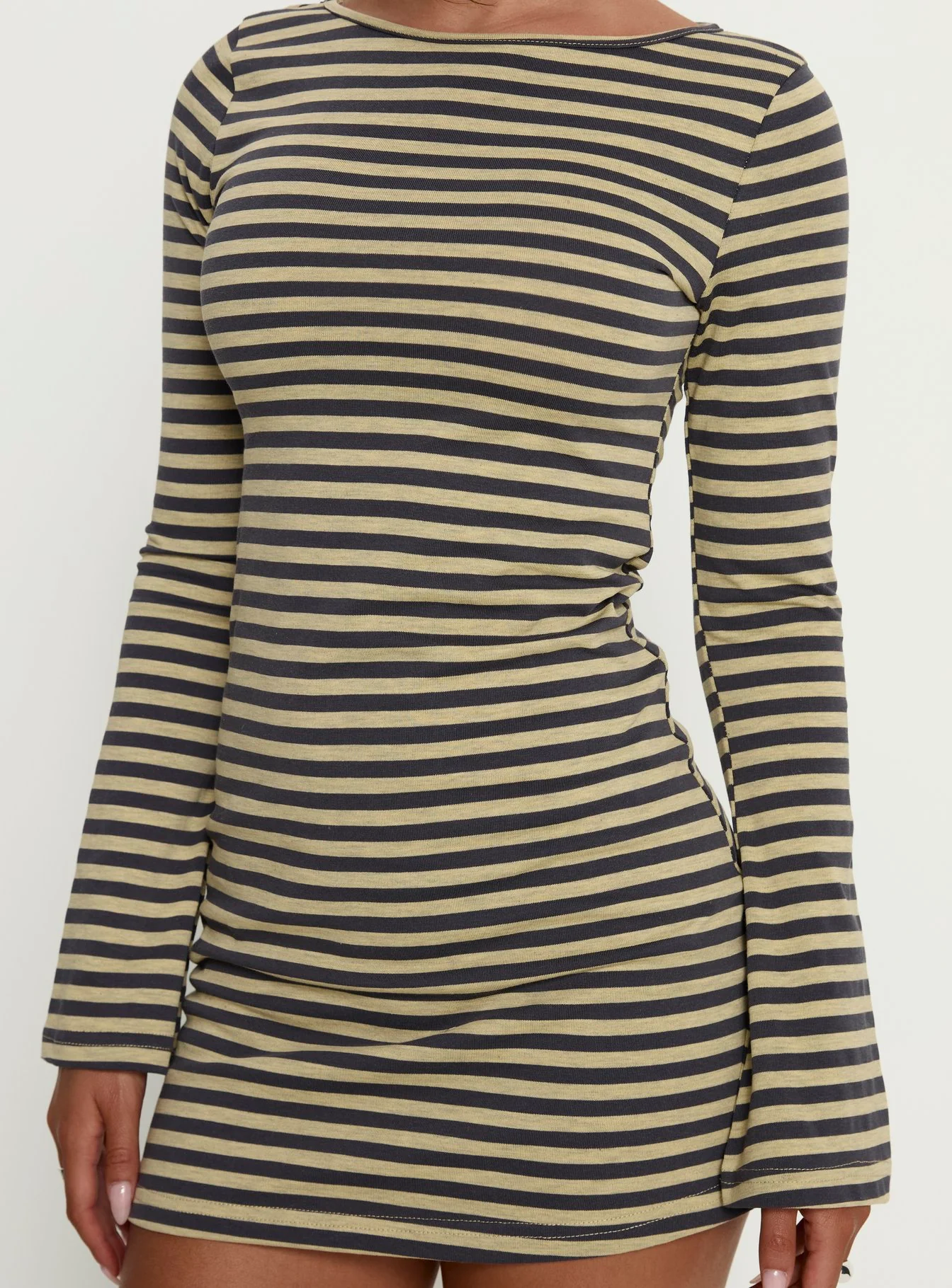Bryanna Long Sleeve Mini Dress Yellow / Navy - Image 6