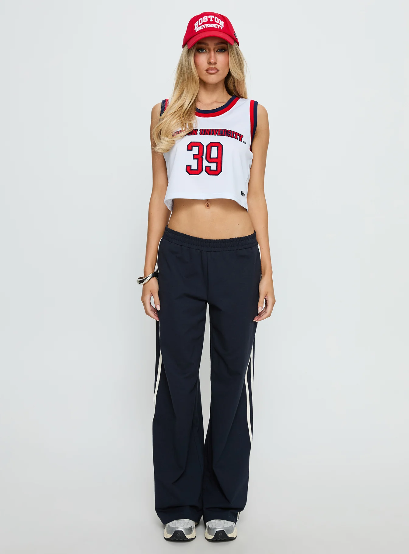 BU Cropped Basketball Jersey Tank White - Image 7