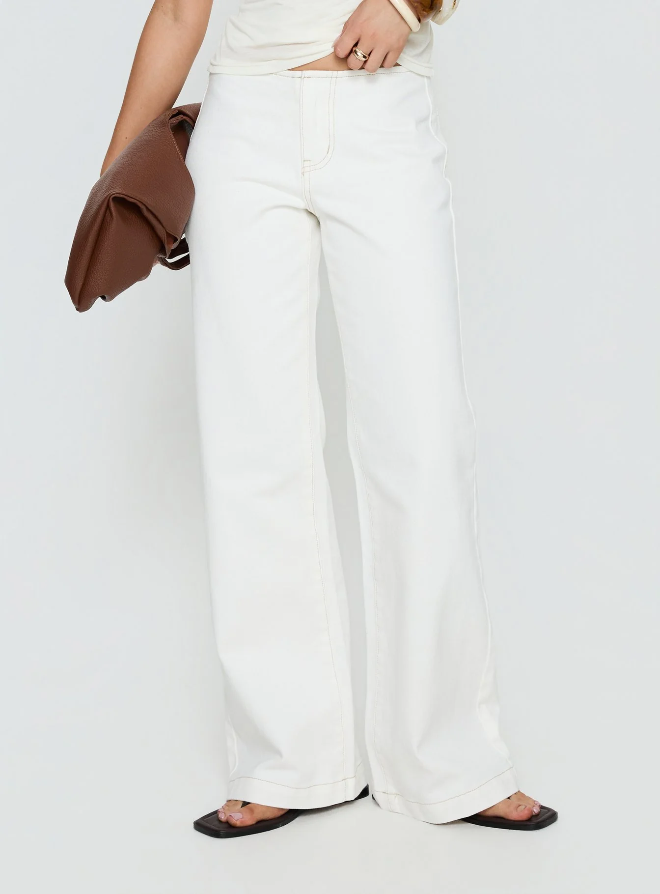 Buenos No Waist Low Rise Straight Leg Jeans White - Image 2
