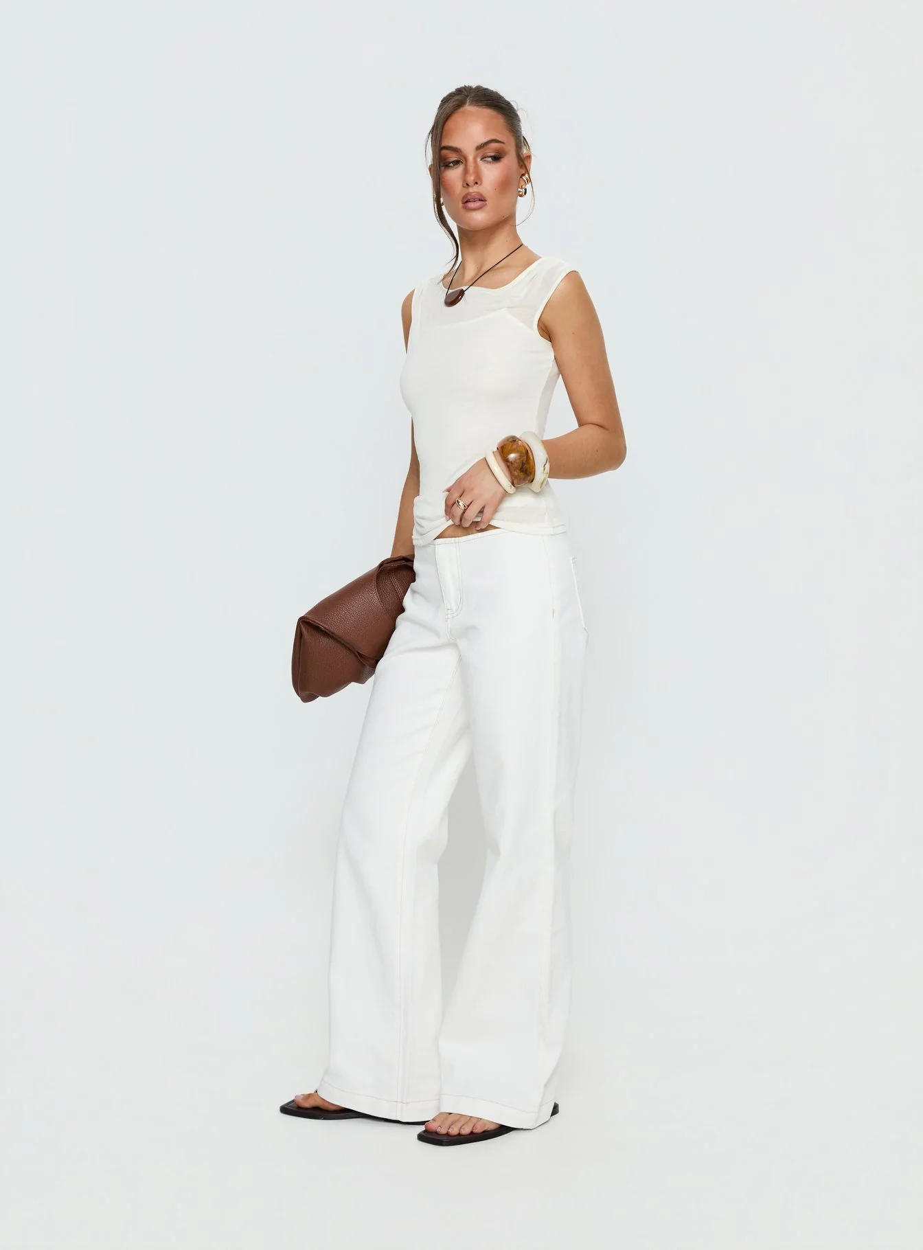 Buenos No Waist Low Rise Straight Leg Jeans White - Image 4