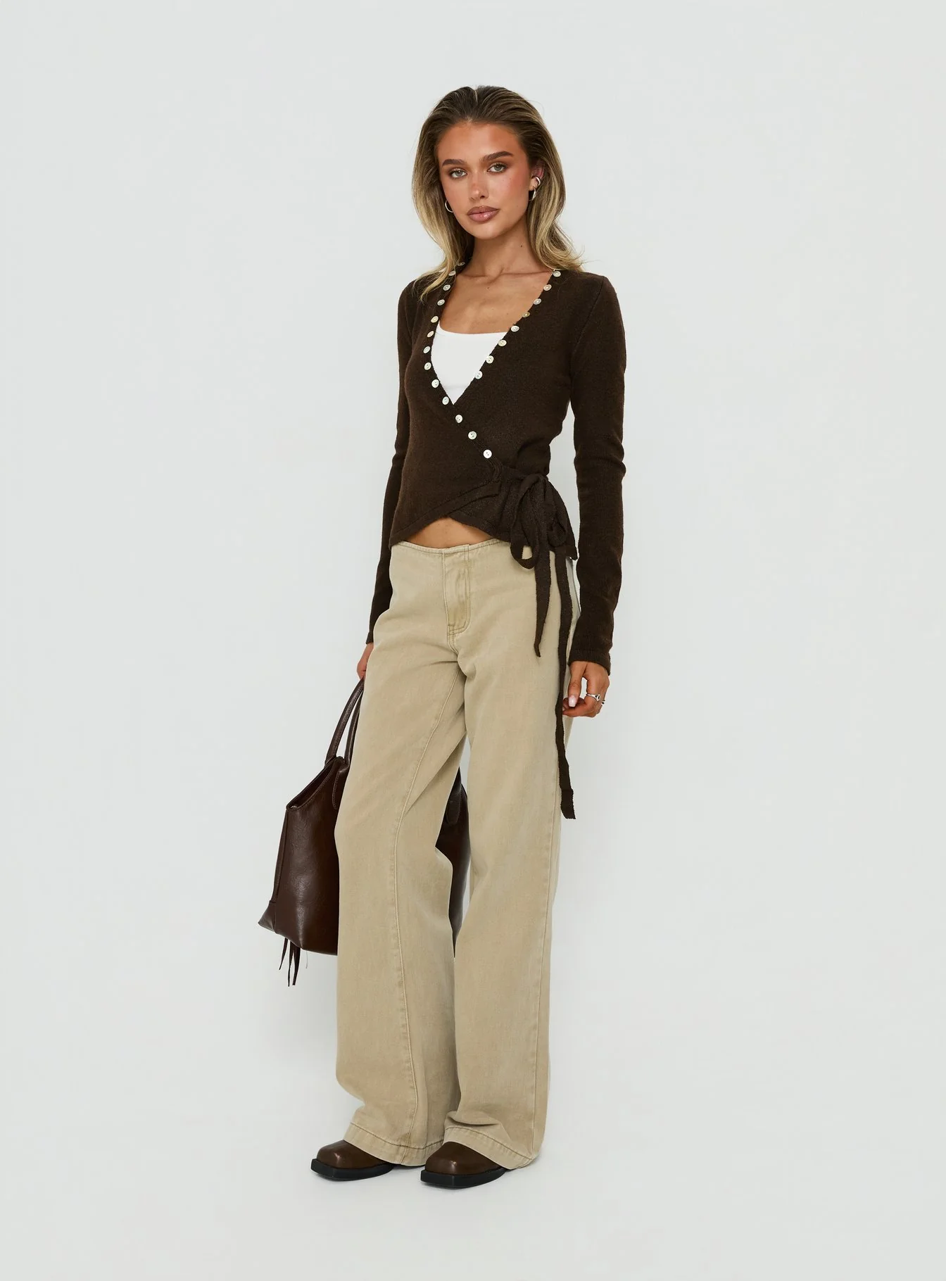 Buenos No Waist Low Rise Straight Leg Jeans Washed Khaki - Image 4