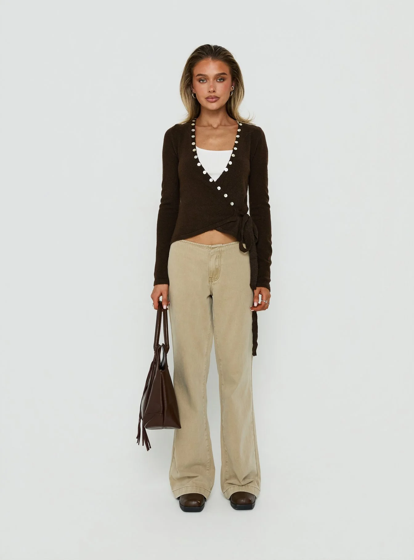 Buenos No Waist Low Rise Straight Leg Jeans Washed Khaki - Image 7