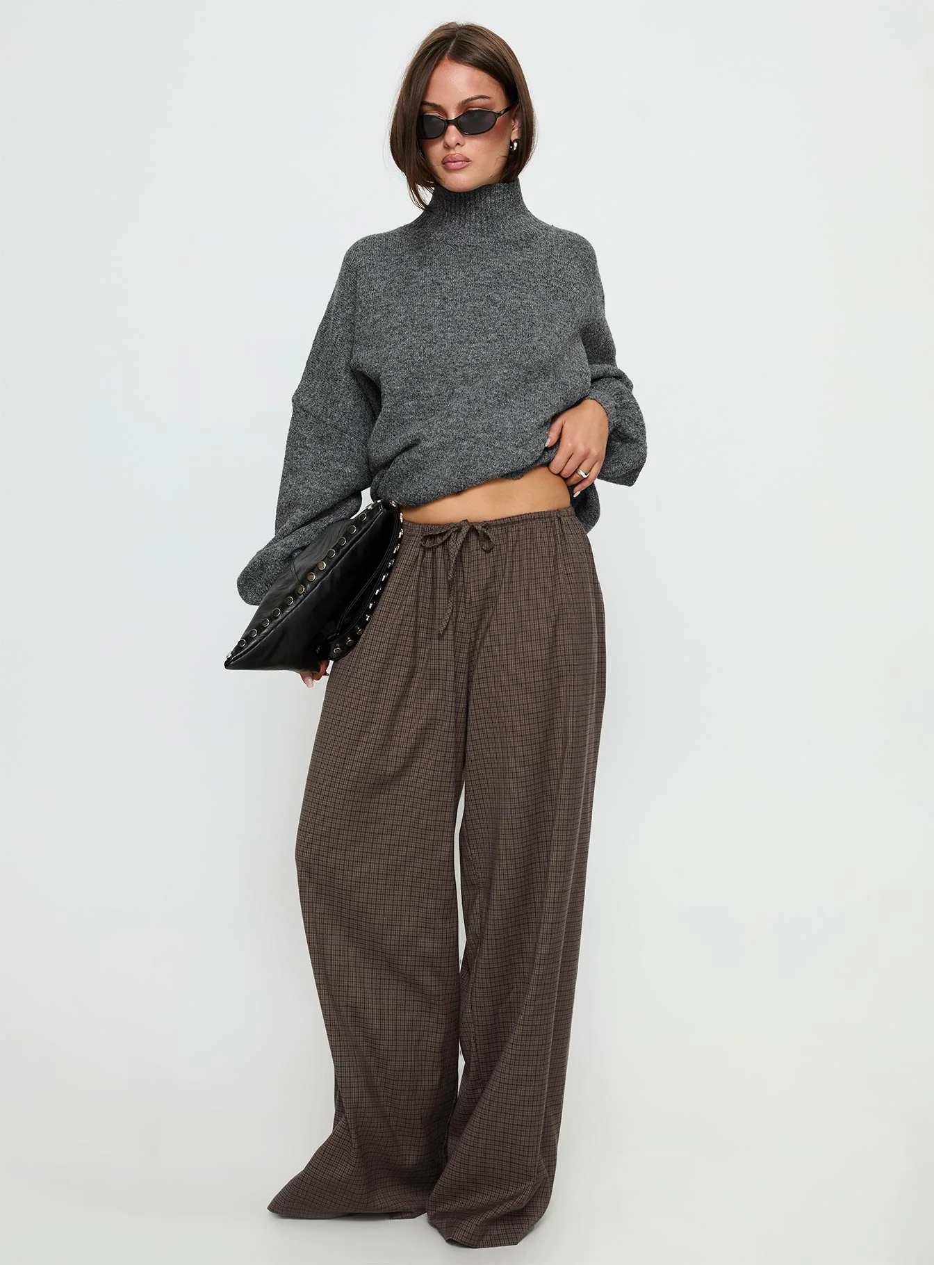 Bungala Oversized Relaxed Pants Brown Check - Image 2