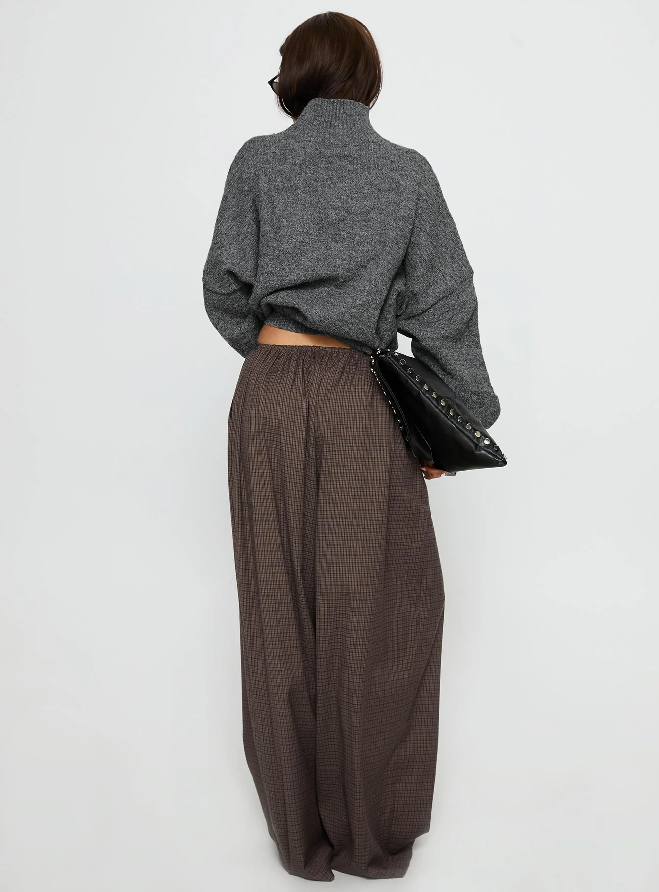 Bungala Oversized Relaxed Pants Brown Check - Image 4