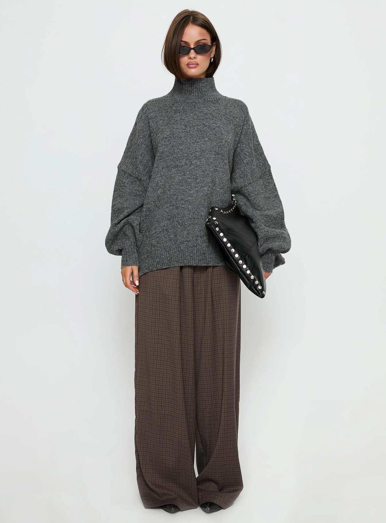 Bungala Oversized Relaxed Pants Brown Check - Image 6